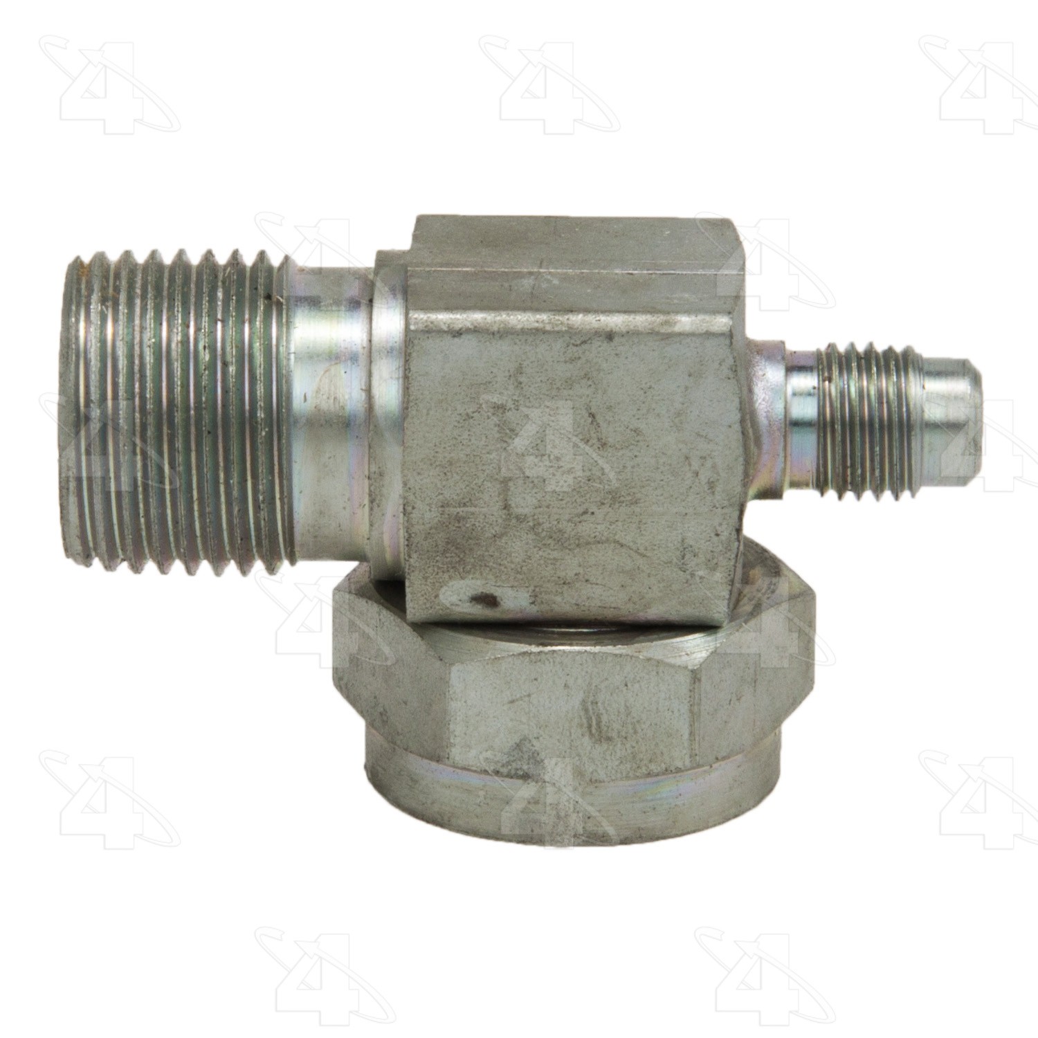 90 Degree Rotolock to Male Insert O-Ring with R12 Service Port, Steel, Adapter