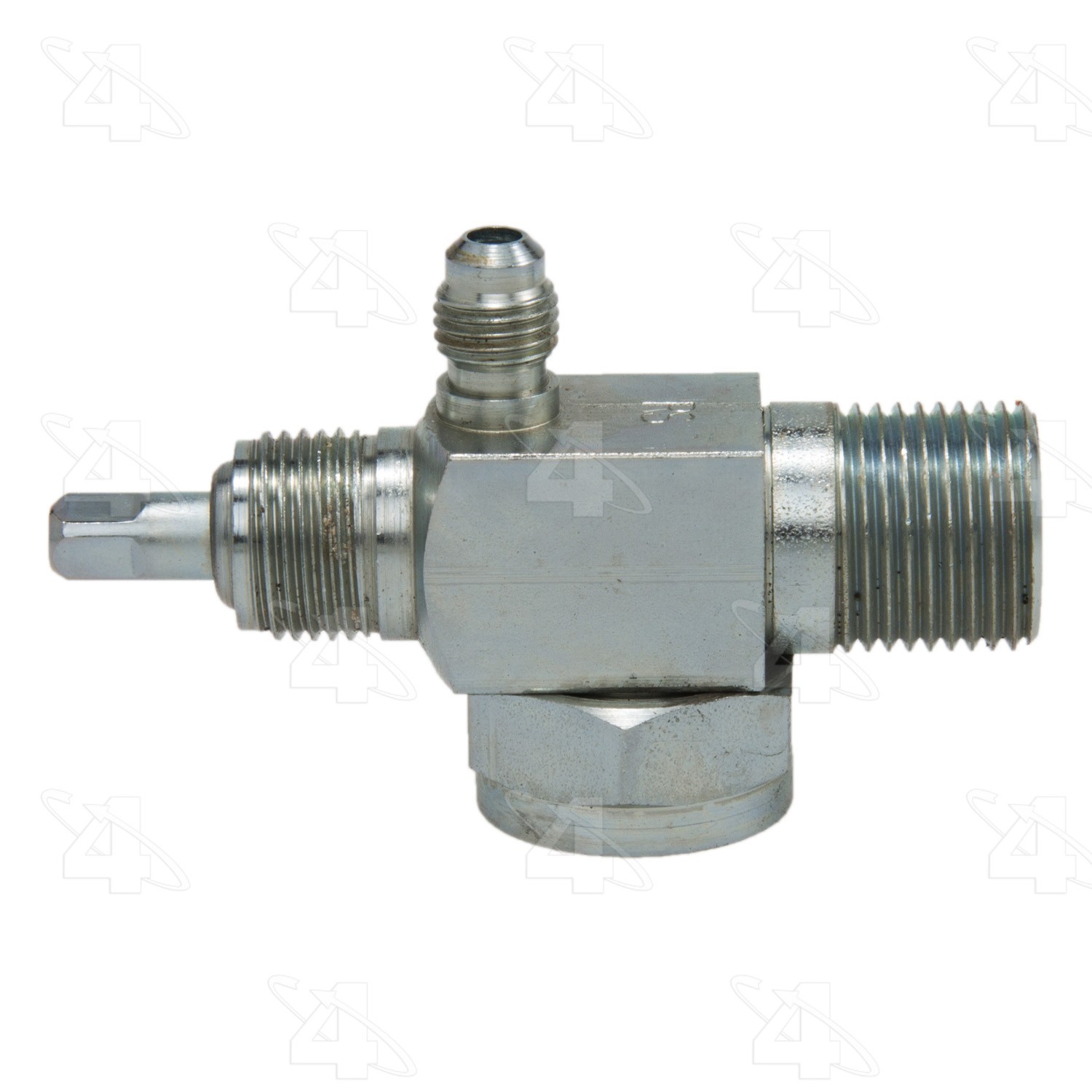 90 Degree Rotolock to Male Insert O-Ring with R12 Service Port, Steel, Service Valve