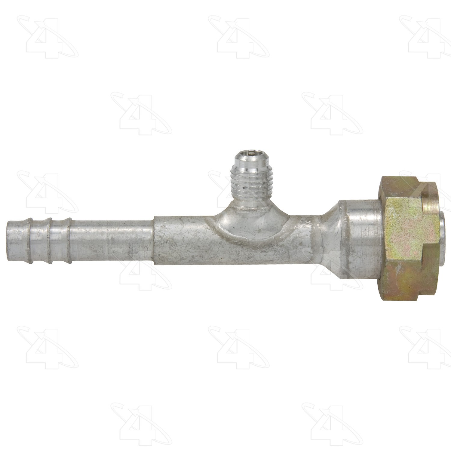 Straight Female O-Ring with R12 Service Port, Aluminum, Std. Dia. Barb and Clamp