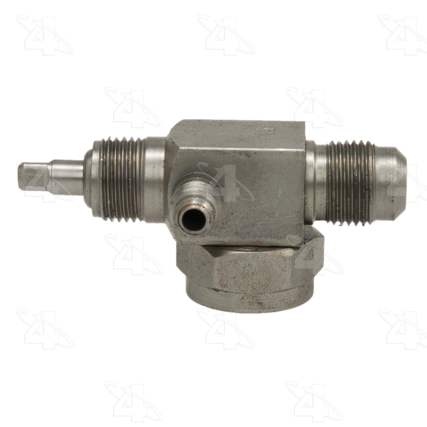 90 Degree Tube-O to Male Flare with R12 Service Port, Steel, Adapter, A/C Fitting