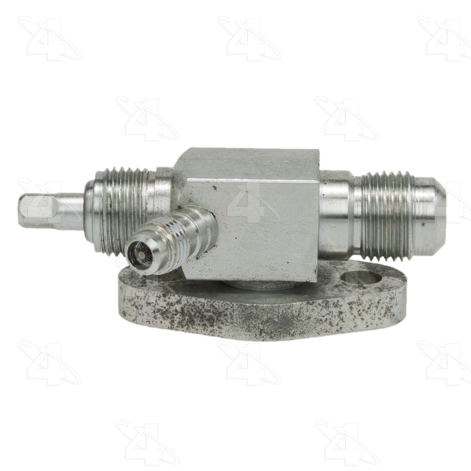 90 Degree Flange to Male Flare with R12 Service Port, Steel, Adapter, A/C Fitting