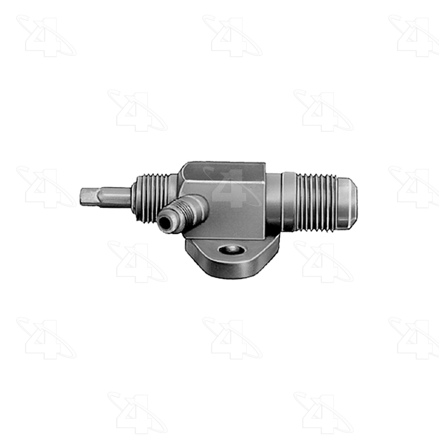 90 Degree Flange to Male Flare with R12 Service Port, Steel, Adapter, A/C Fitting