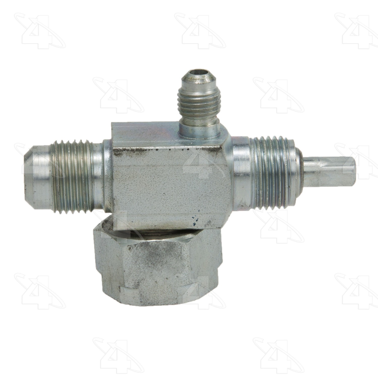90 Degree Tube-O to Male Flare with R12 Service Port, Steel, Adapter, A/C Fitting