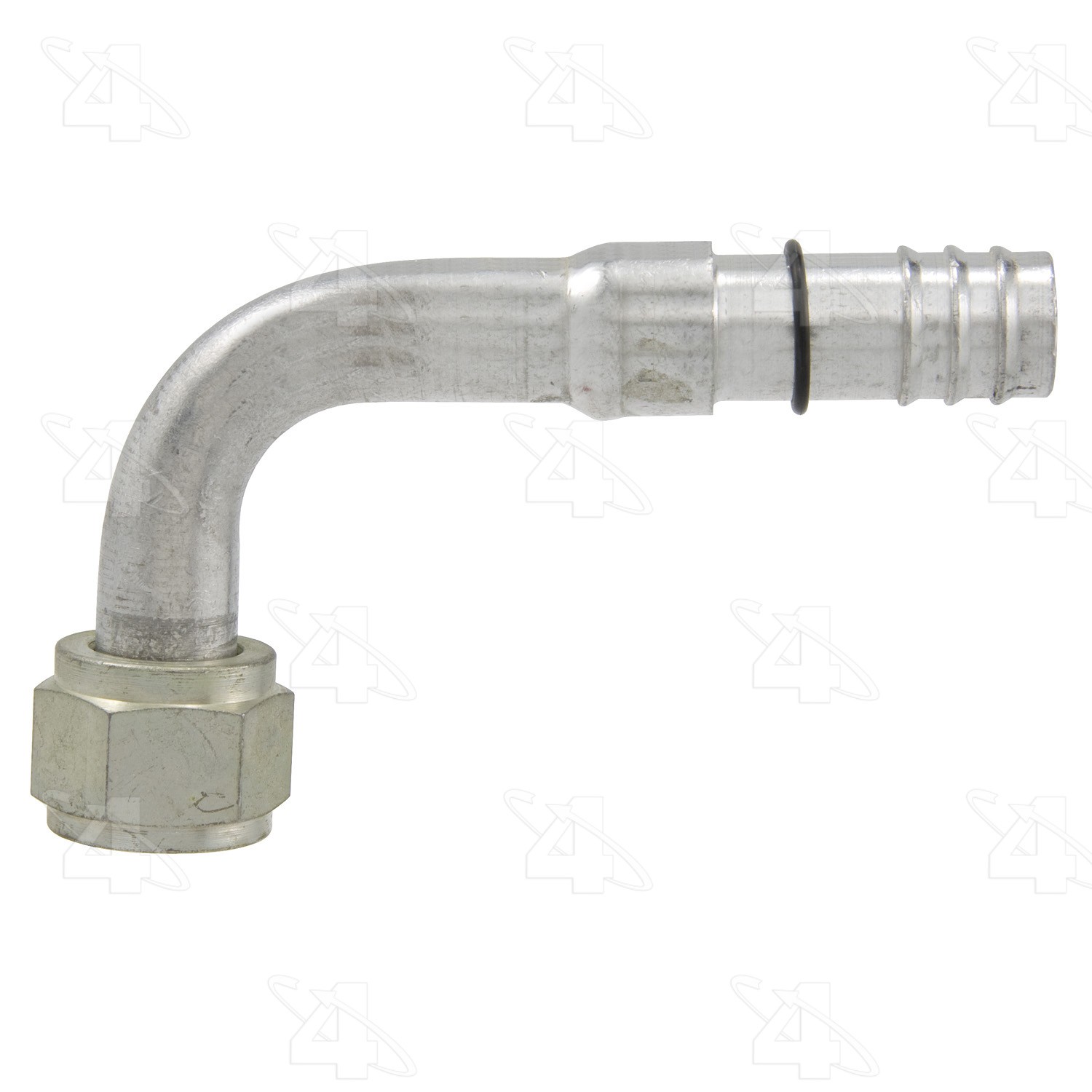 90 Degree Female O-Ring, Aluminum, Standard Diameter Barb and Clamp, A/C Fitting
