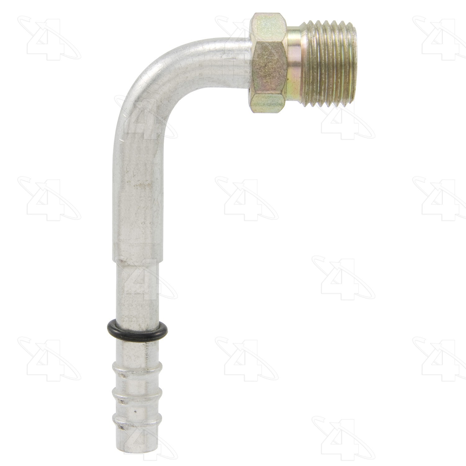 90 Degree Male Insert O-Ring, Aluminum, Standard Diameter Barb and Clamp, A/C Fitting