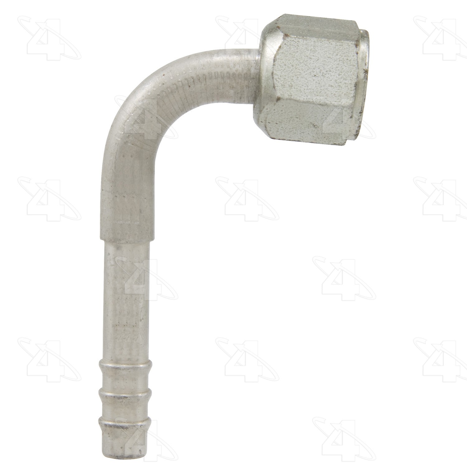 90 Degree Female Metric O-Ring, Aluminum, Standard Diameter Barb and Clamp