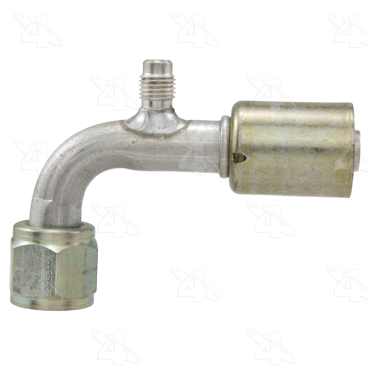 90 Degree Female O-Ring with R12 Service Port, Aluminum, Standard Diameter Beadlock