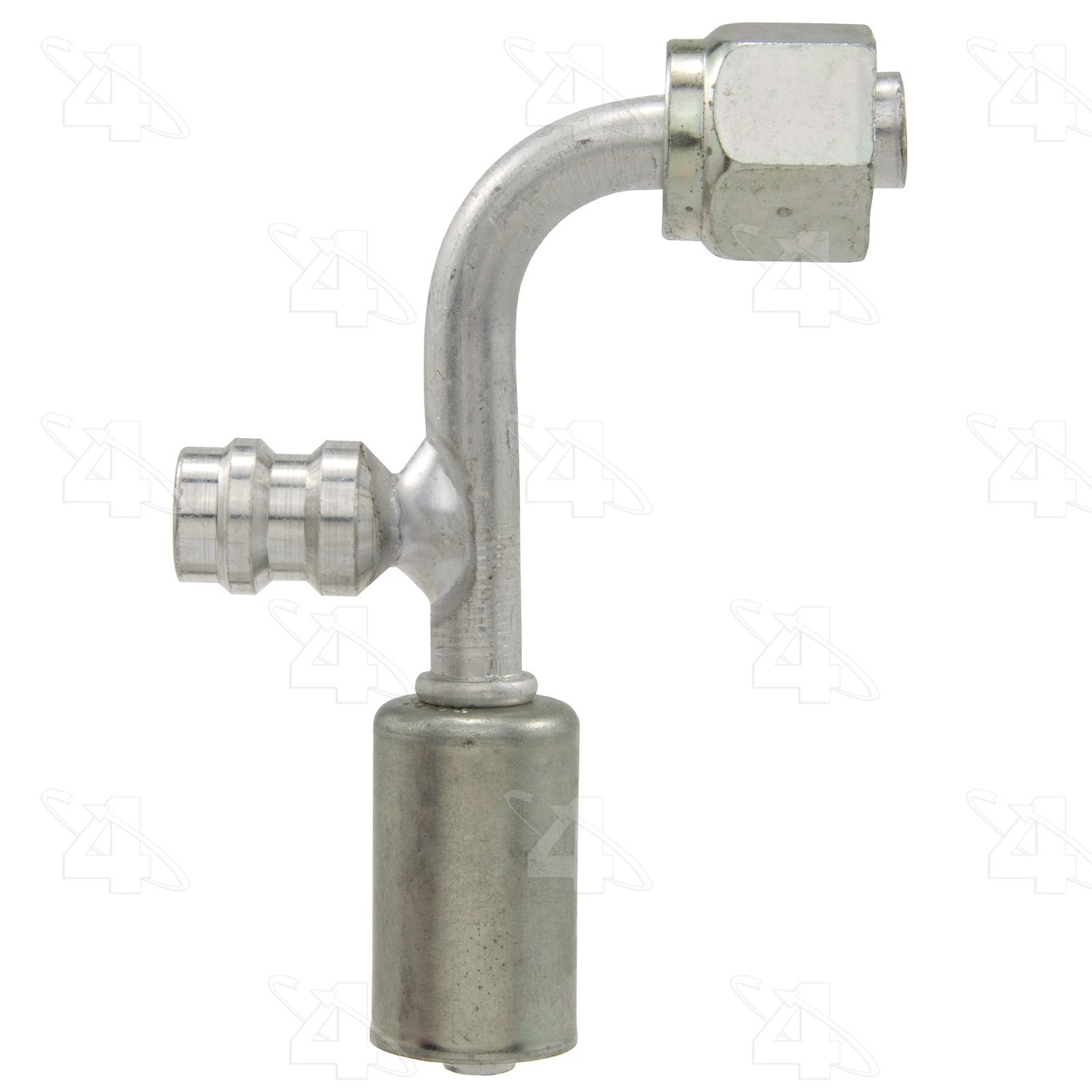 90 Degree Female O-Ring with R134a Service Port, Aluminum, Standard Diameter Beadlock