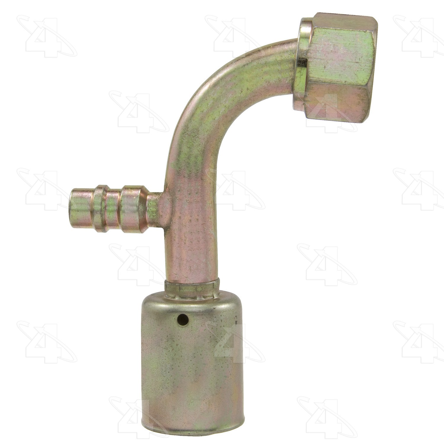 90 Degree Female O-Ring Long Pilot with R134a Service Port, Steel, Std. Dia. Beadlock