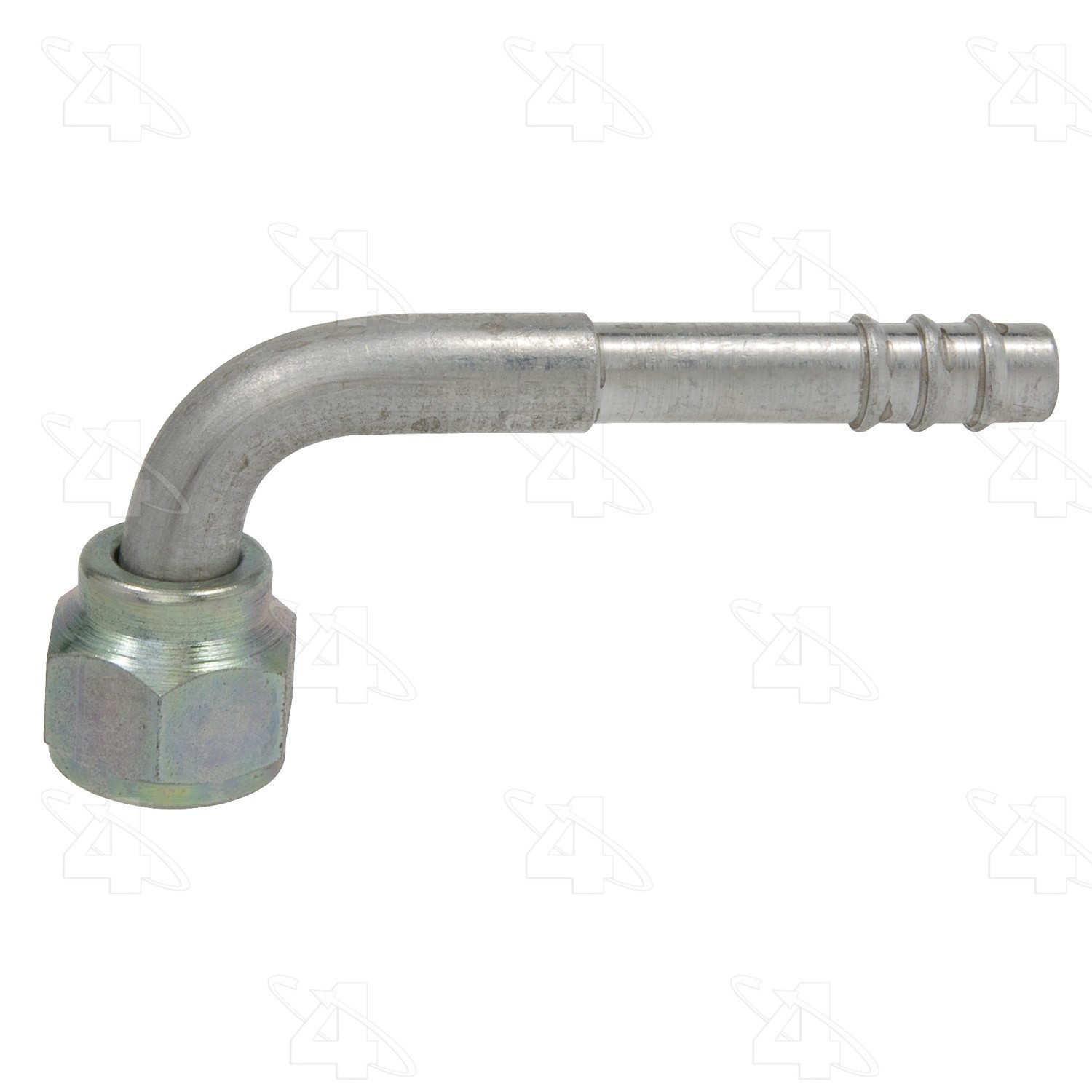 90 Degree Female O-Ring, Aluminum, Standard Diameter Barb and Clamp, A/C Fitting