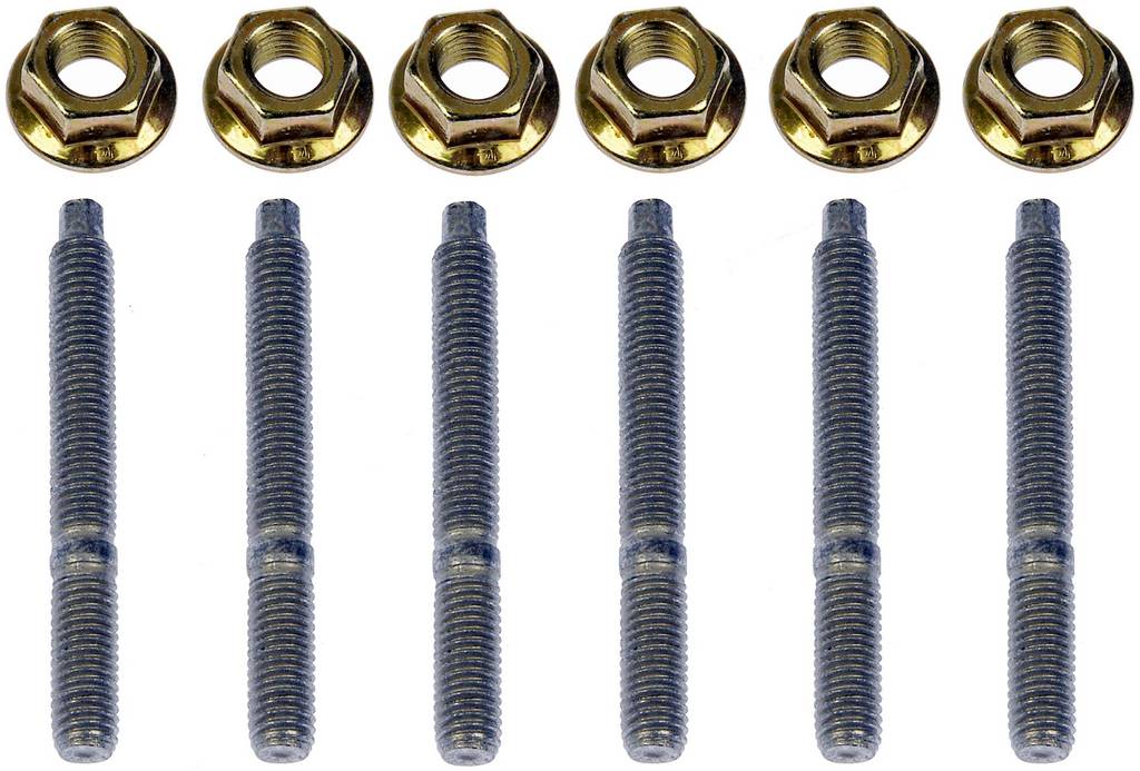 Install Kit for mounting exhaust manifold to engine includes 6 studs and 6 nuts