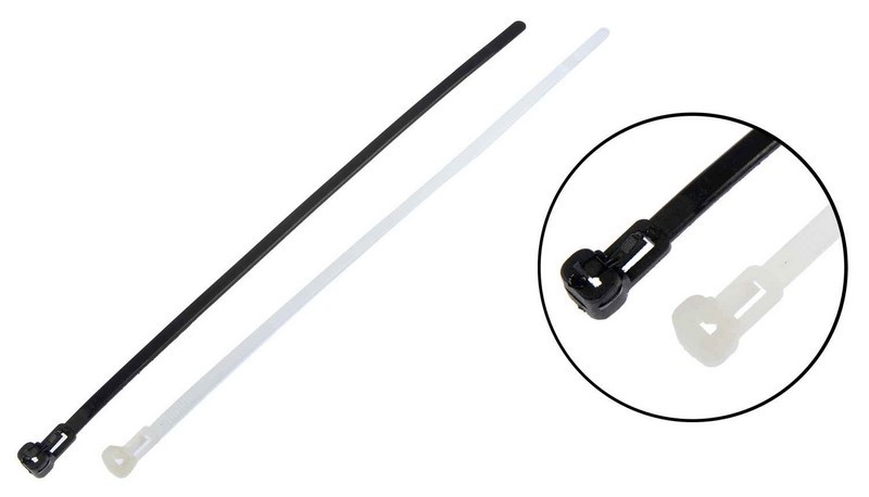 8 In. Reusable Black and White Wire Ties