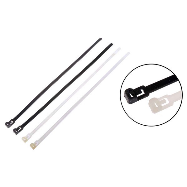 12 In. Reusable Black and White Wire Ties