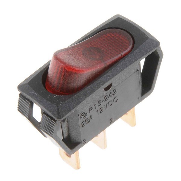 Black Body/Red Rectangle Rocker Switch