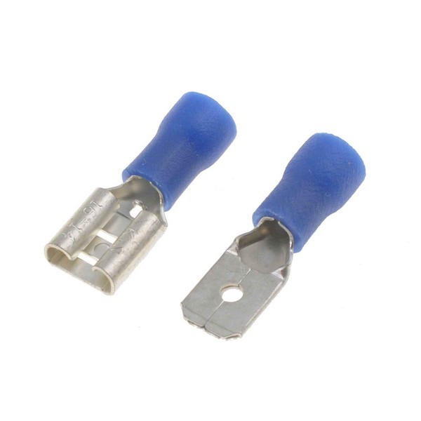 16-14 Gauge Male/Female Set Bullet Terminal, .250 In., Blue