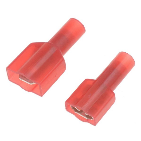 22-18 Gauge Male/Female Set Fully Insulated Quick Disconnect, .250 In., Red