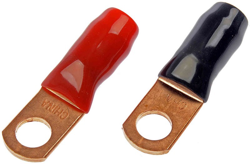 2 Gauge 3/8 In. Copper Ring Lugs with Insulation