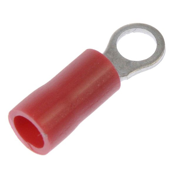 22-18 Gauge Ring Terminal, No. 6, Red