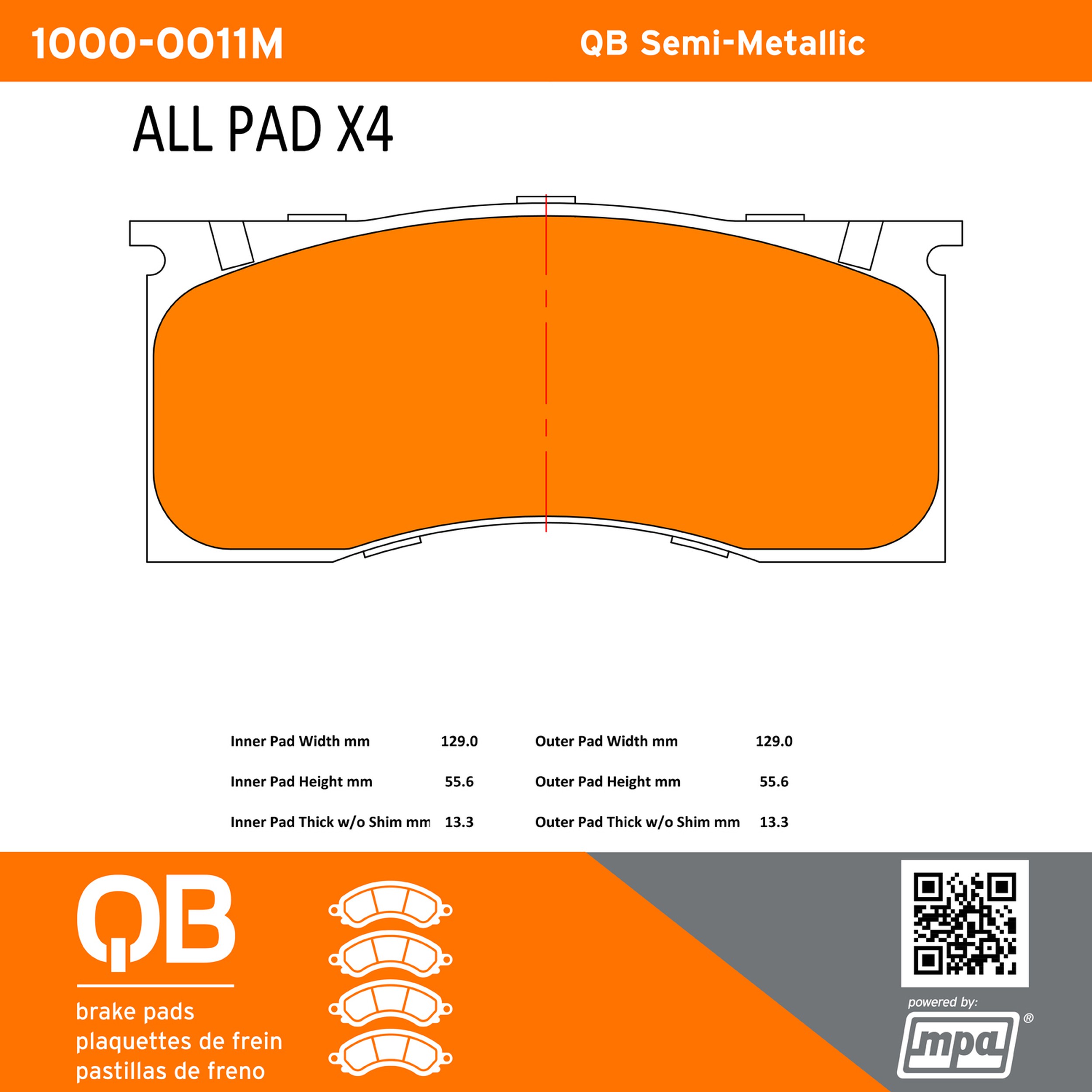 QB Semi-Metallic Brake Pads