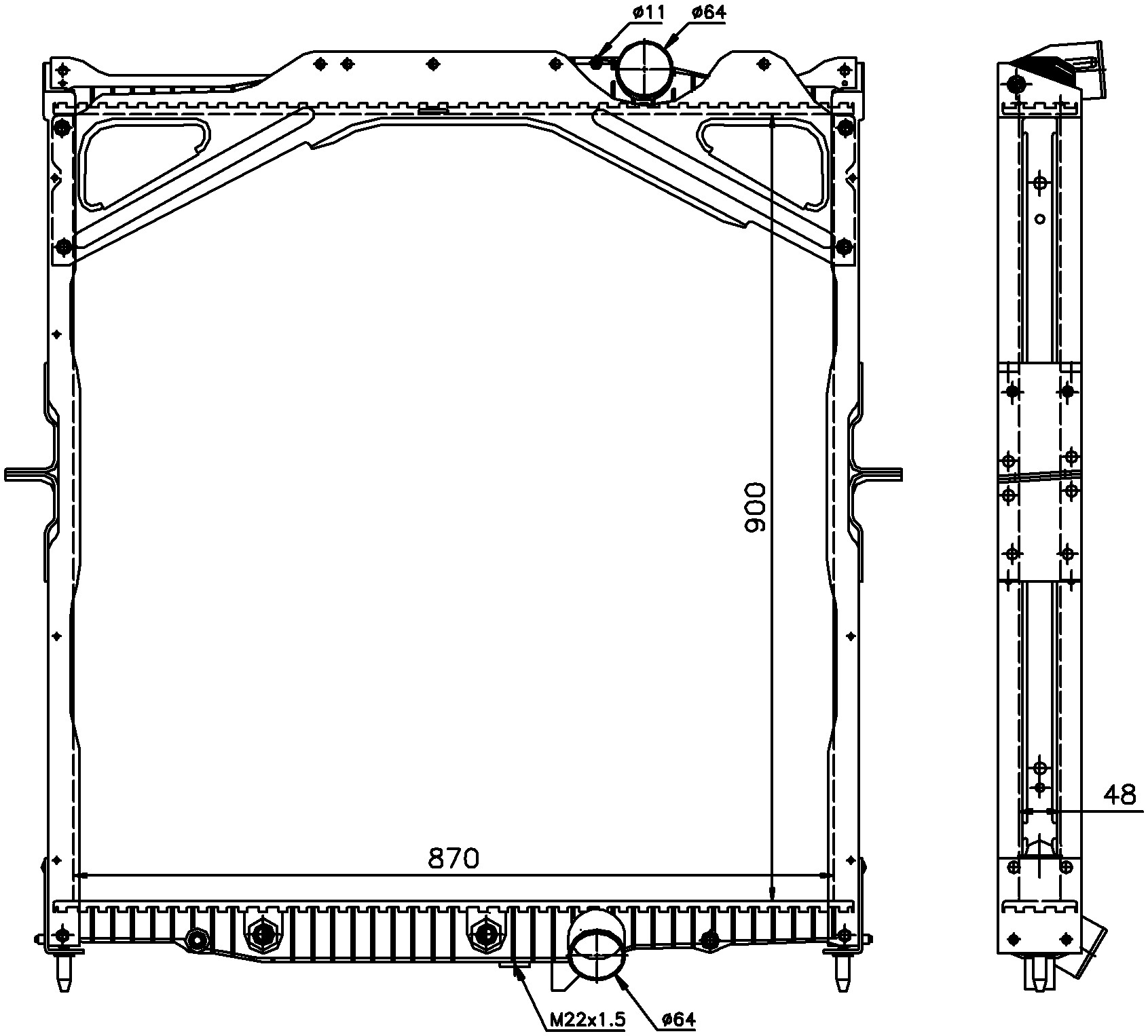 Radiator w/Integrated Transmission Oil Cooler