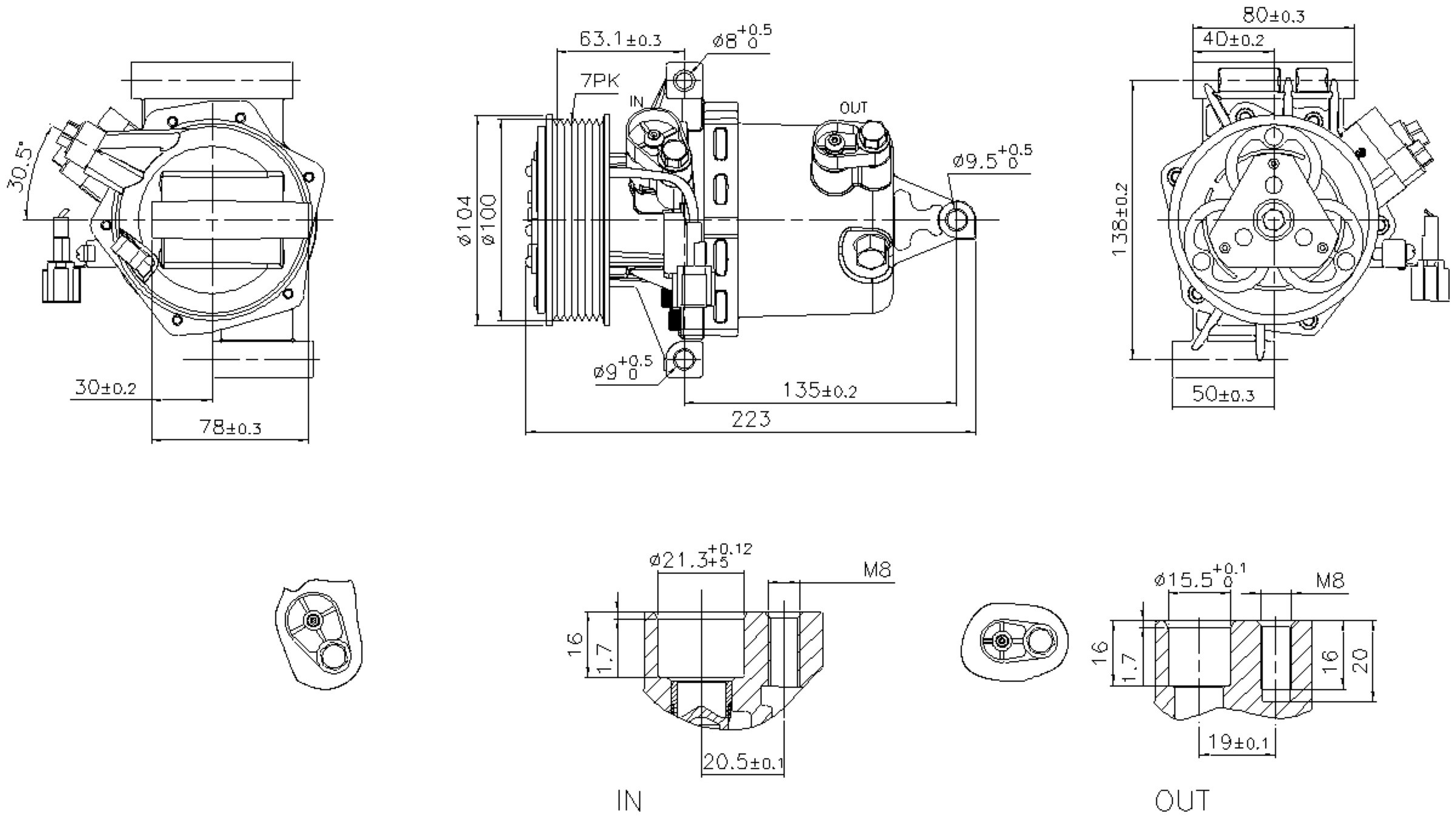 Air Conditioning Compressor with Clutch