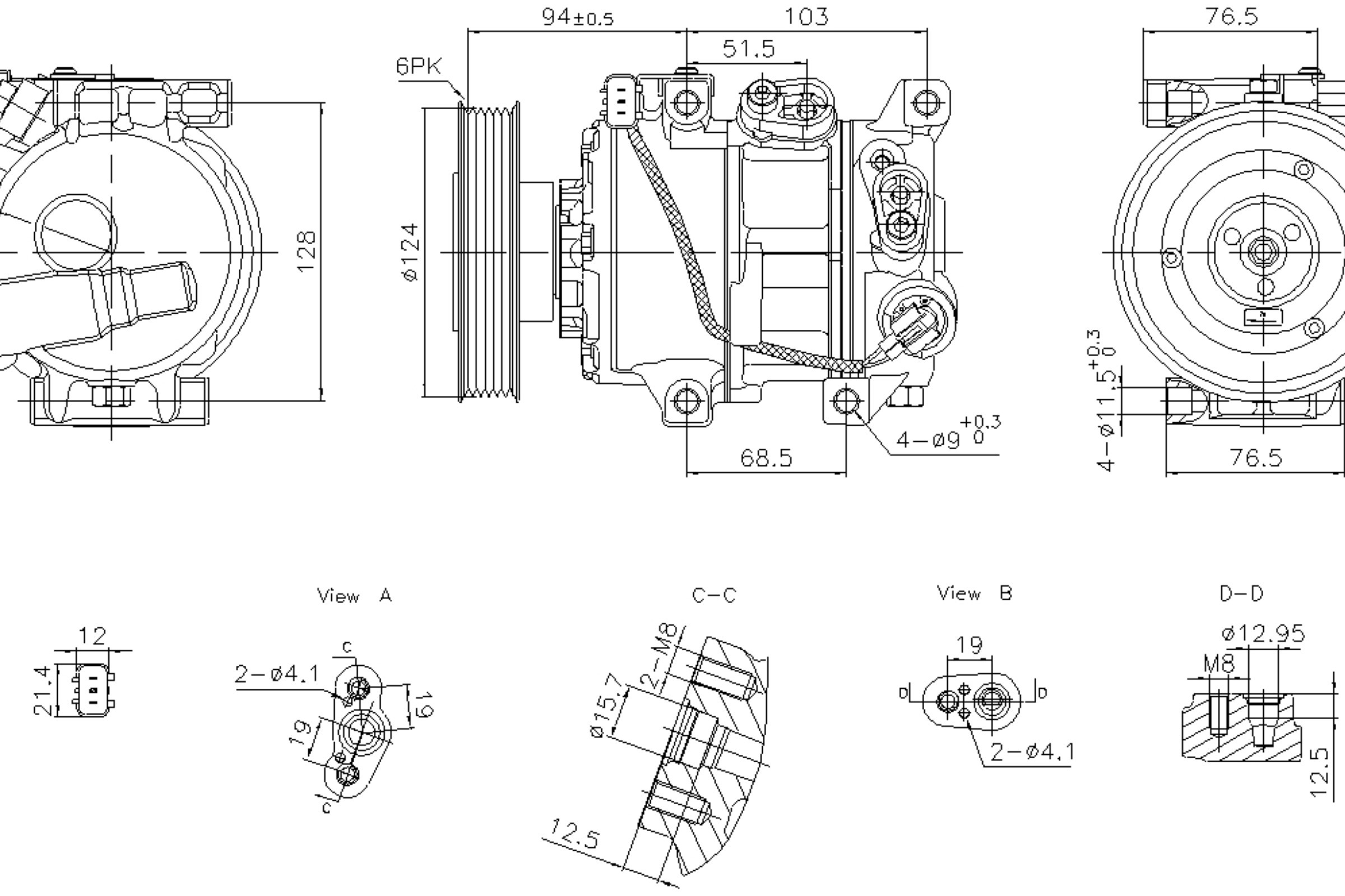 Air Conditioning Compressor with Clutch
