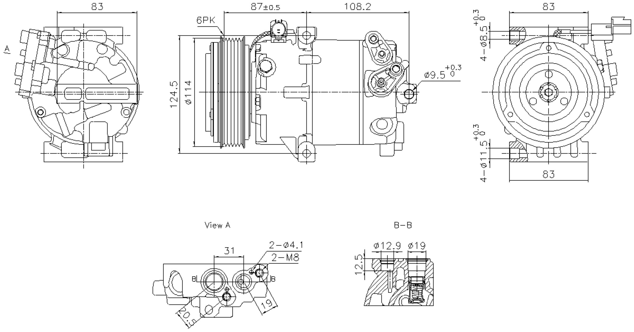 VS12 Compressor with Clutch