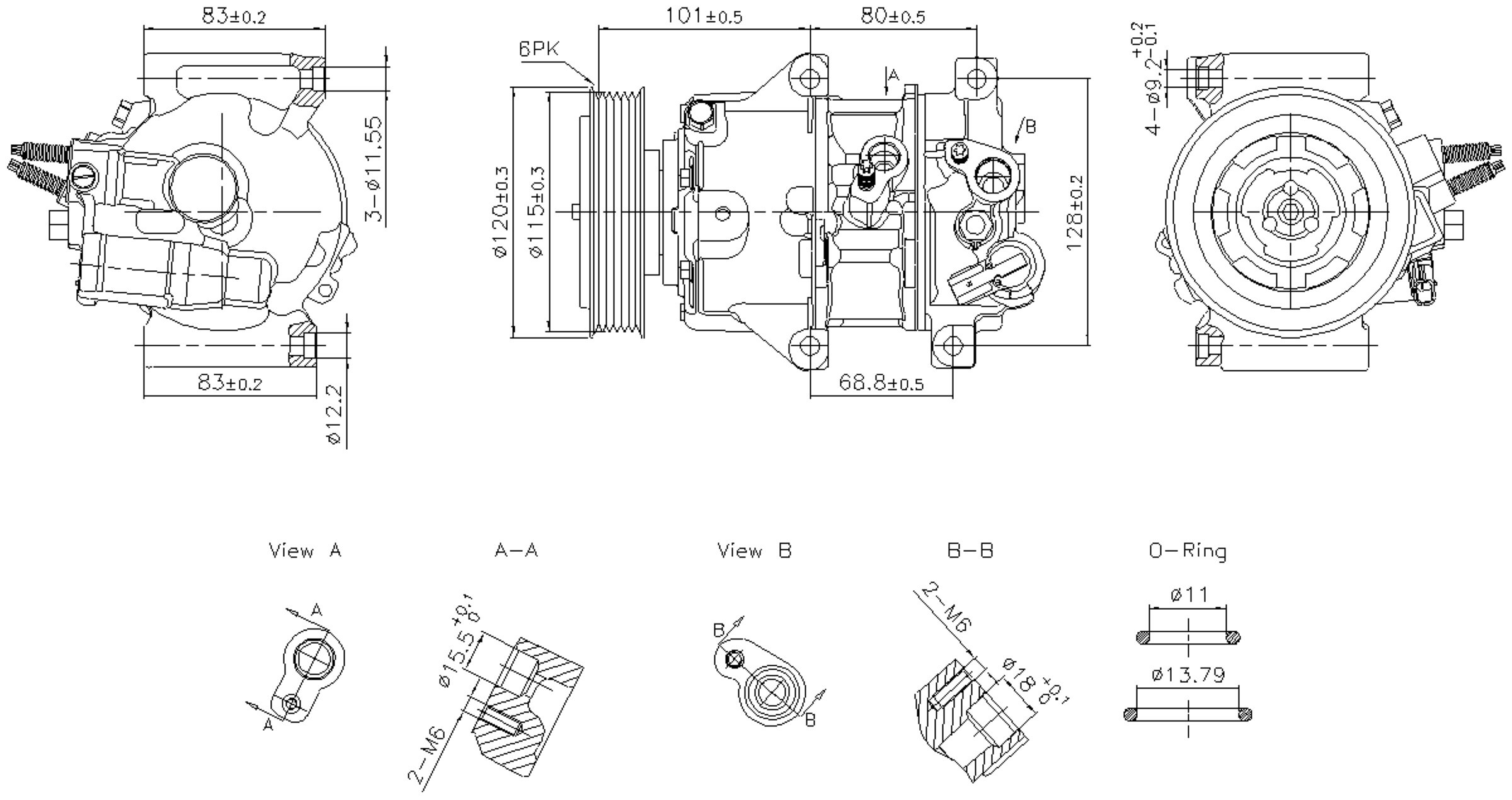 6SEU14C Compressor with Clutch