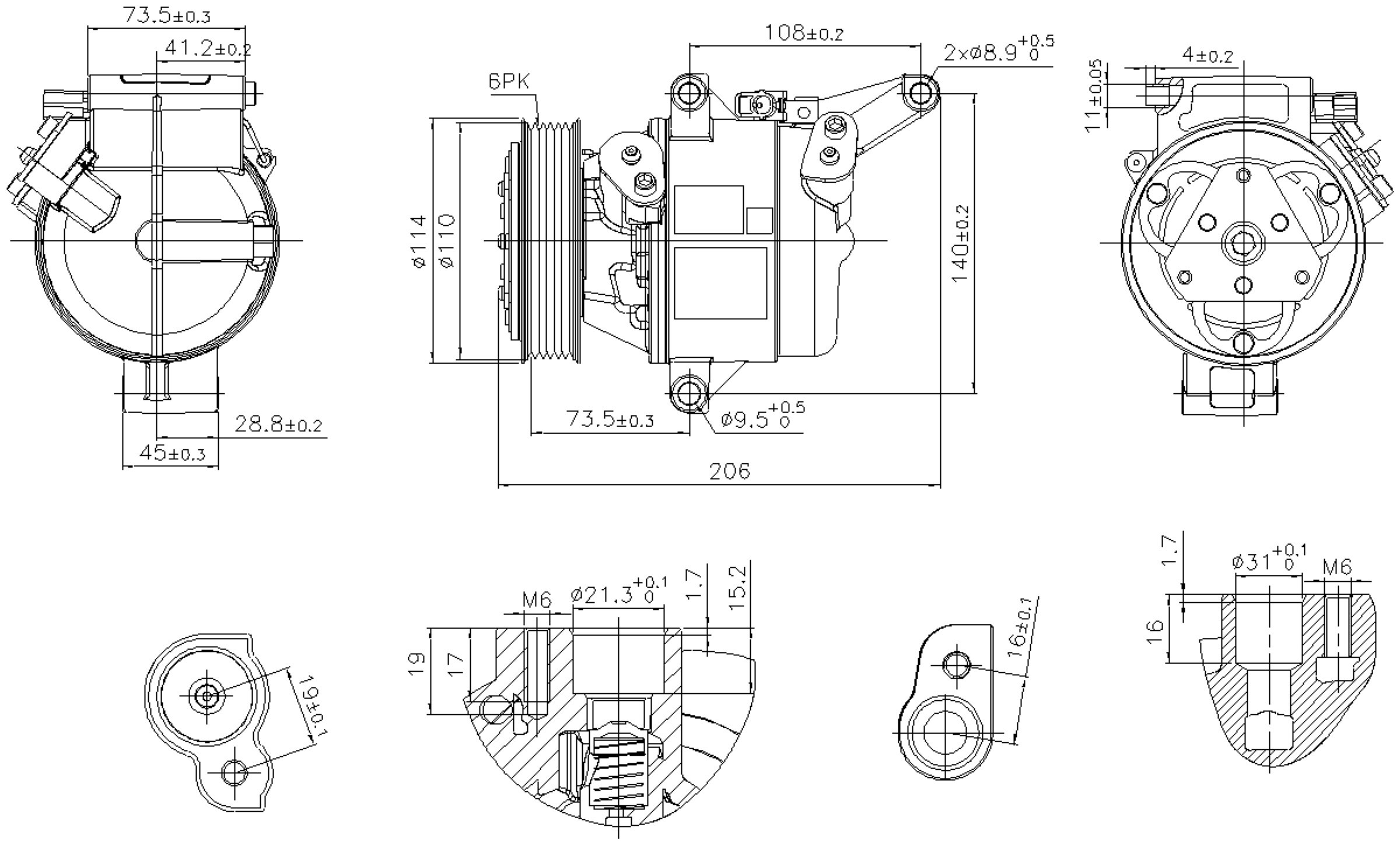 Air Conditioning Compressor with Clutch