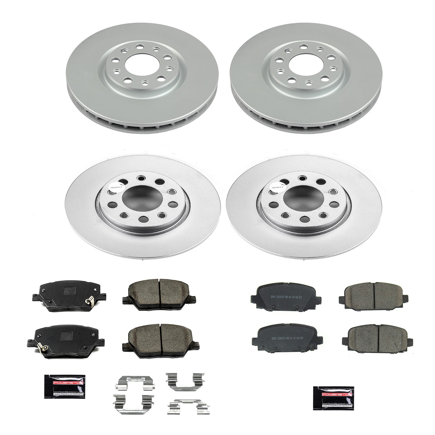 Genuine Geomet Coated Rotor and Low-Dust Ceramic Brake Pad Kit
