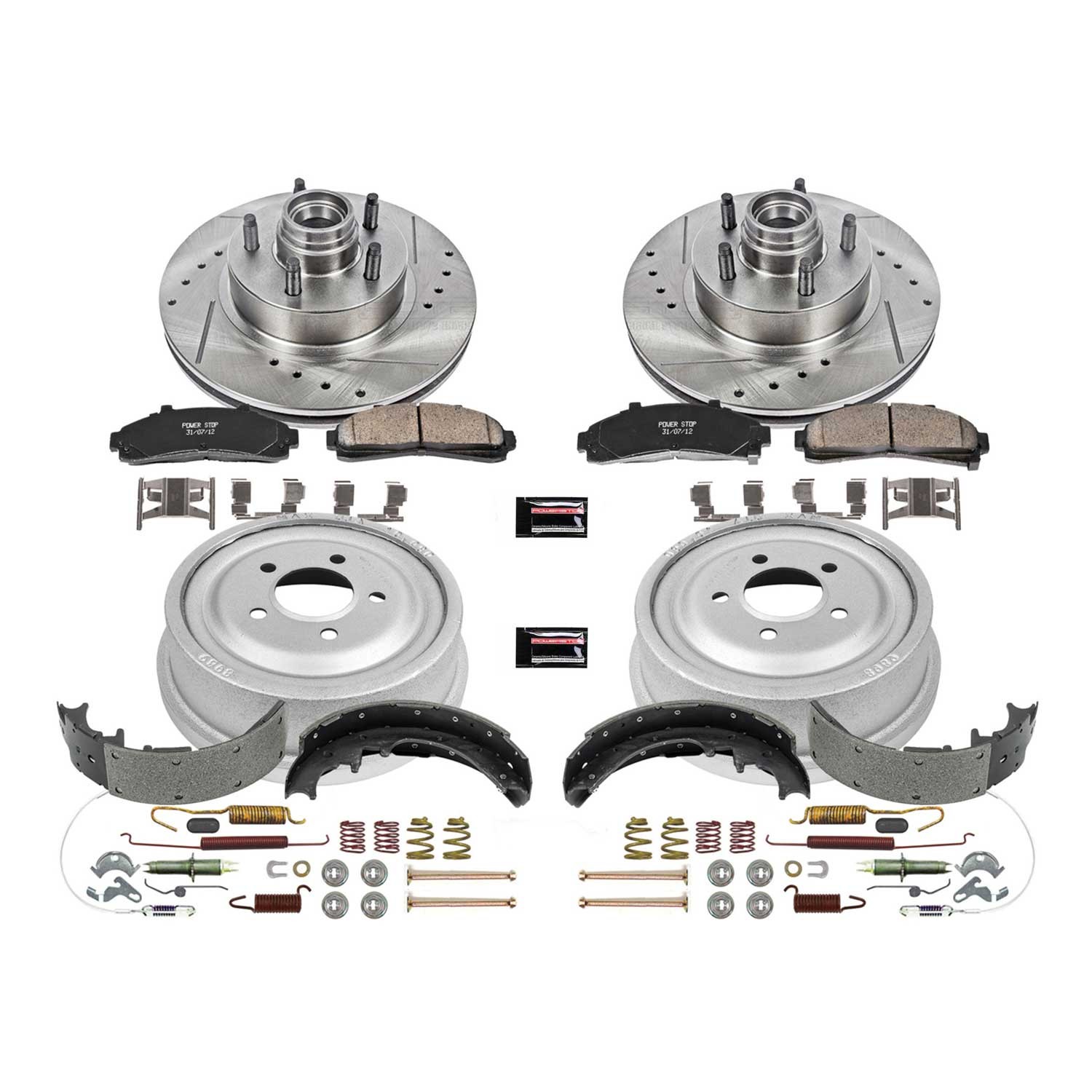 Z23 Daily Driver Carbon-Ceramic Pads, Drilled + Slotted Rotors, Drum + Shoe Kit