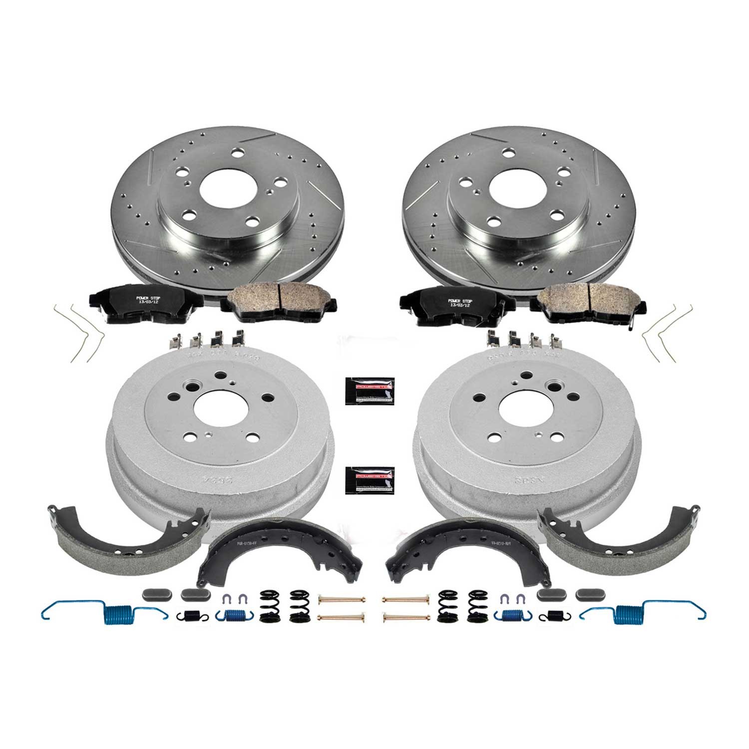 Z23 Daily Driver Carbon-Ceramic Pads, Drilled + Slotted Rotors, Drum + Shoe Kit