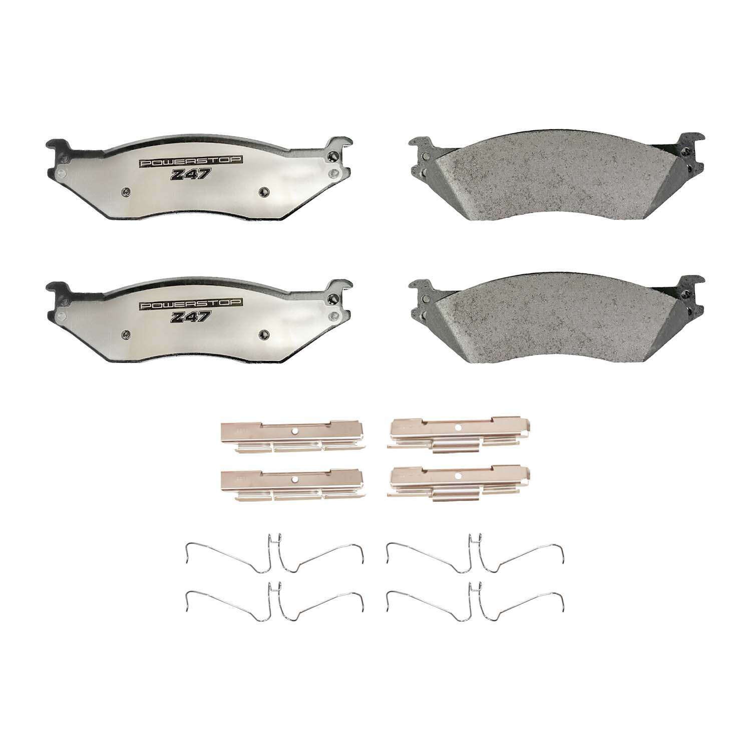 PowerStop - Z47 MD and Fleet Carbon-Fiber Semi-Met Brake Pads with Hardware Kit