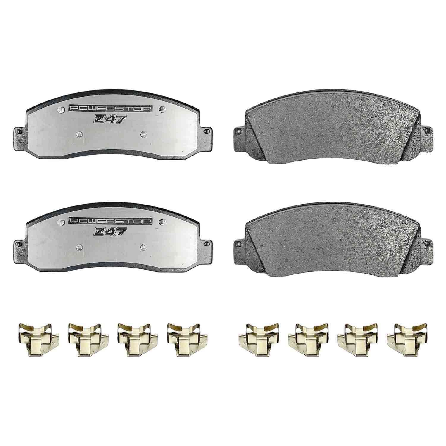 PowerStop - Z47 MD and Fleet Carbon-Fiber Semi-Met Brake Pads with Hardware Kit