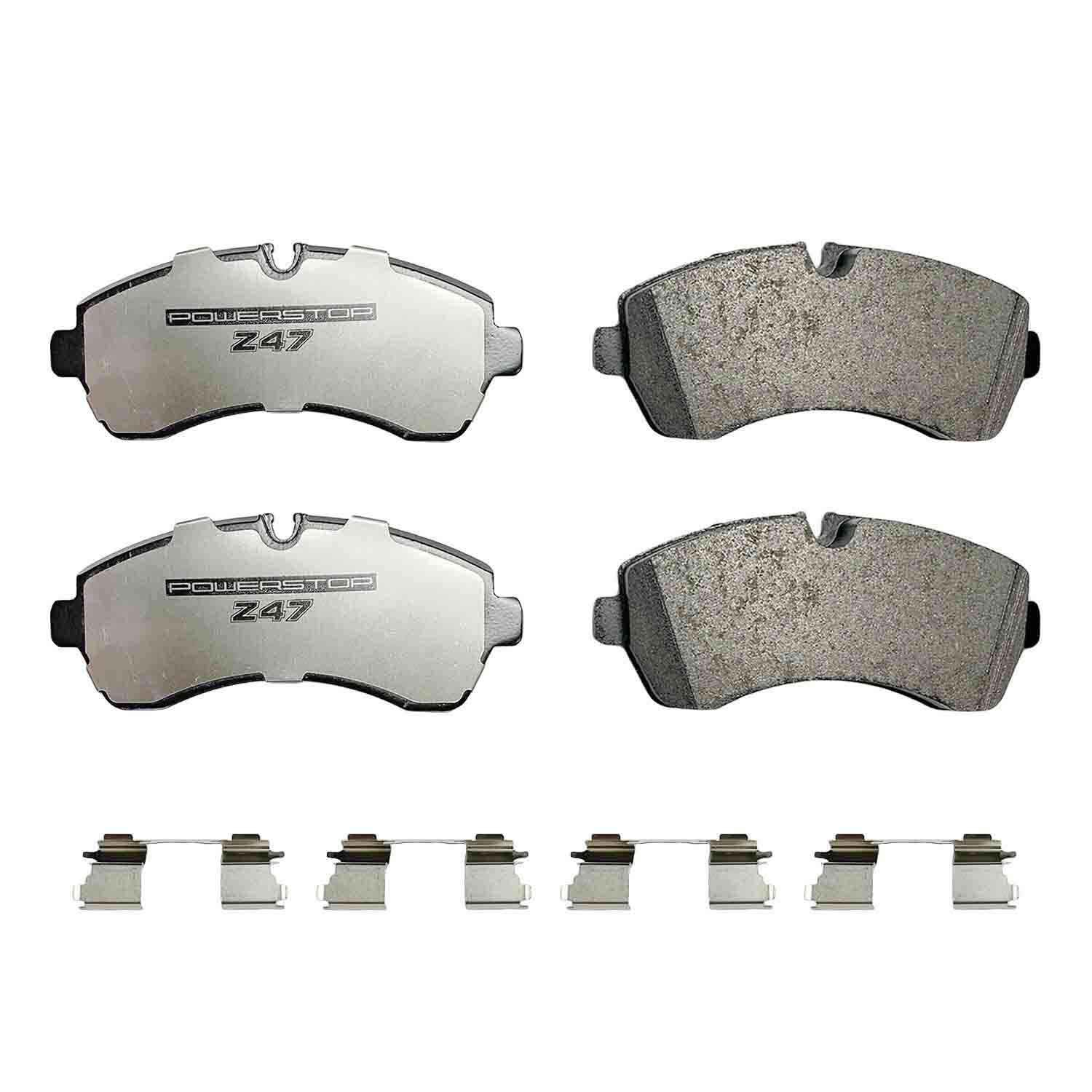 PowerStop - Z47 MD and Fleet Carbon-Fiber Semi-Met Brake Pads with Hardware Kit
