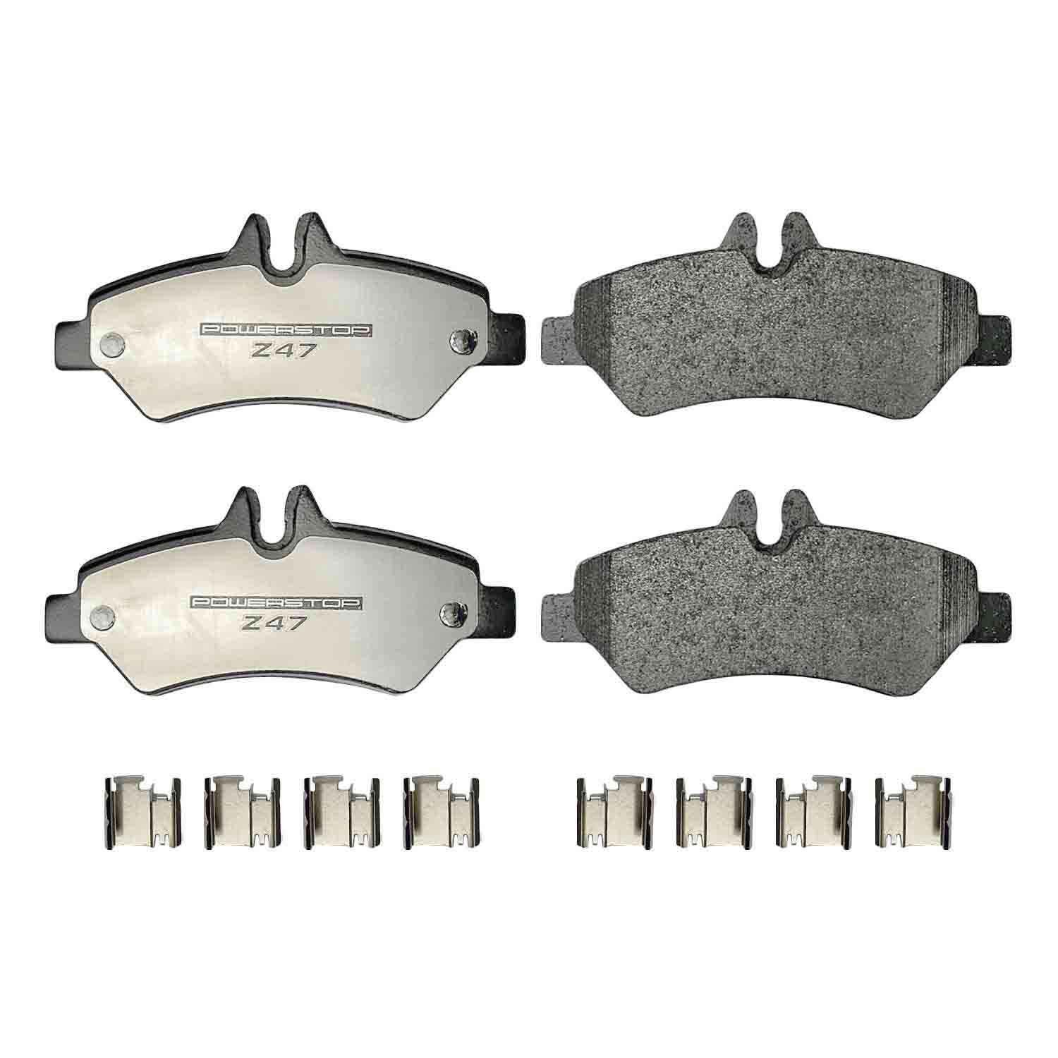 PowerStop - Z47 MD and Fleet Carbon-Fiber Semi-Met Brake Pads with Hardware Kit