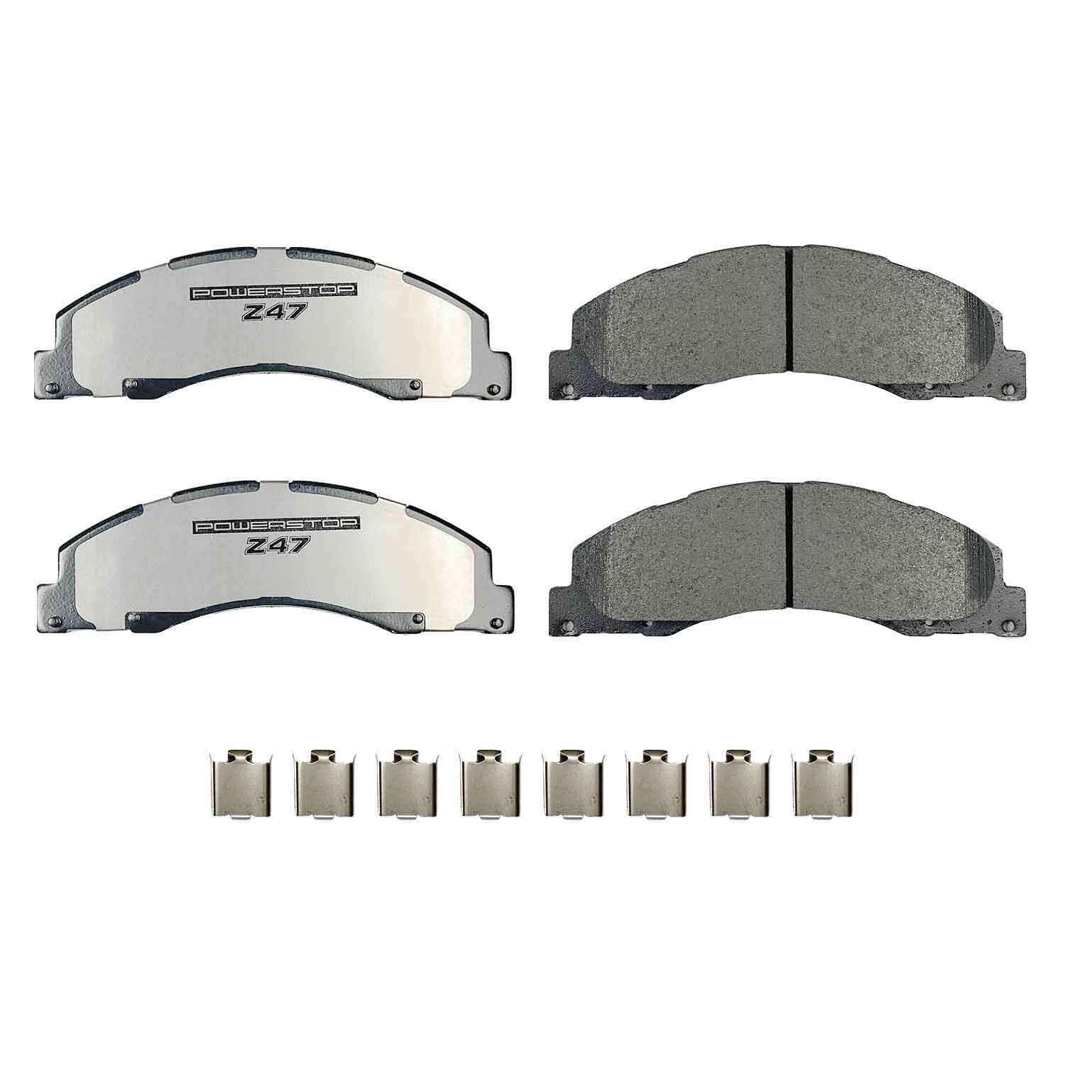 PowerStop - Z47 MD and Fleet Carbon-Fiber Semi-Met Brake Pads with Hardware Kit