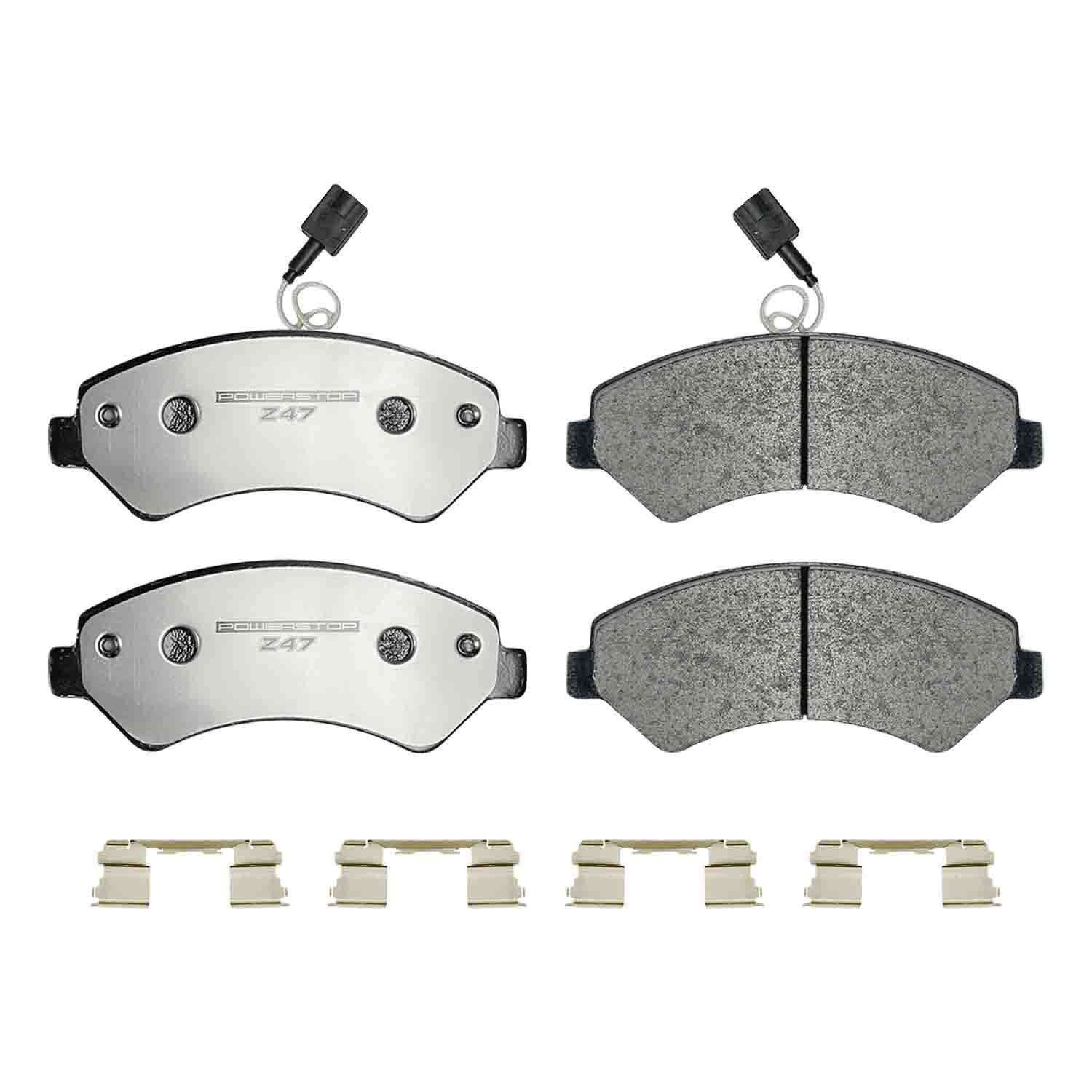 PowerStop - Z47 MD and Fleet Carbon-Fiber Semi-Met Brake Pads with Hardware Kit