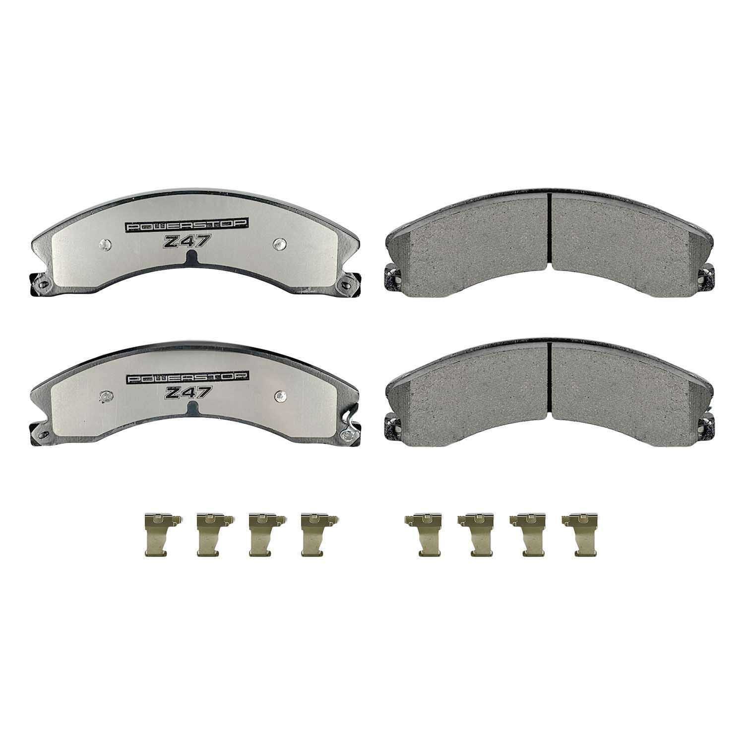 PowerStop - Z47 MD and Fleet Carbon-Fiber Semi-Met Brake Pads with Hardware Kit