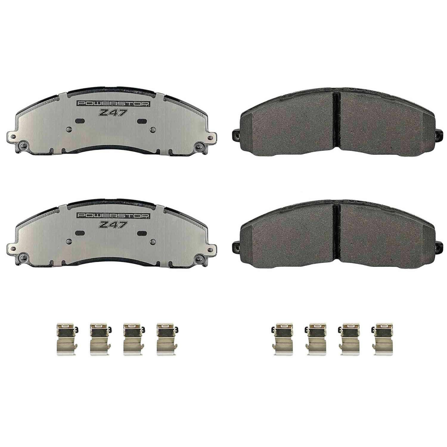 PowerStop - Z47 MD and Fleet Carbon-Fiber Semi-Met Brake Pads with Hardware Kit