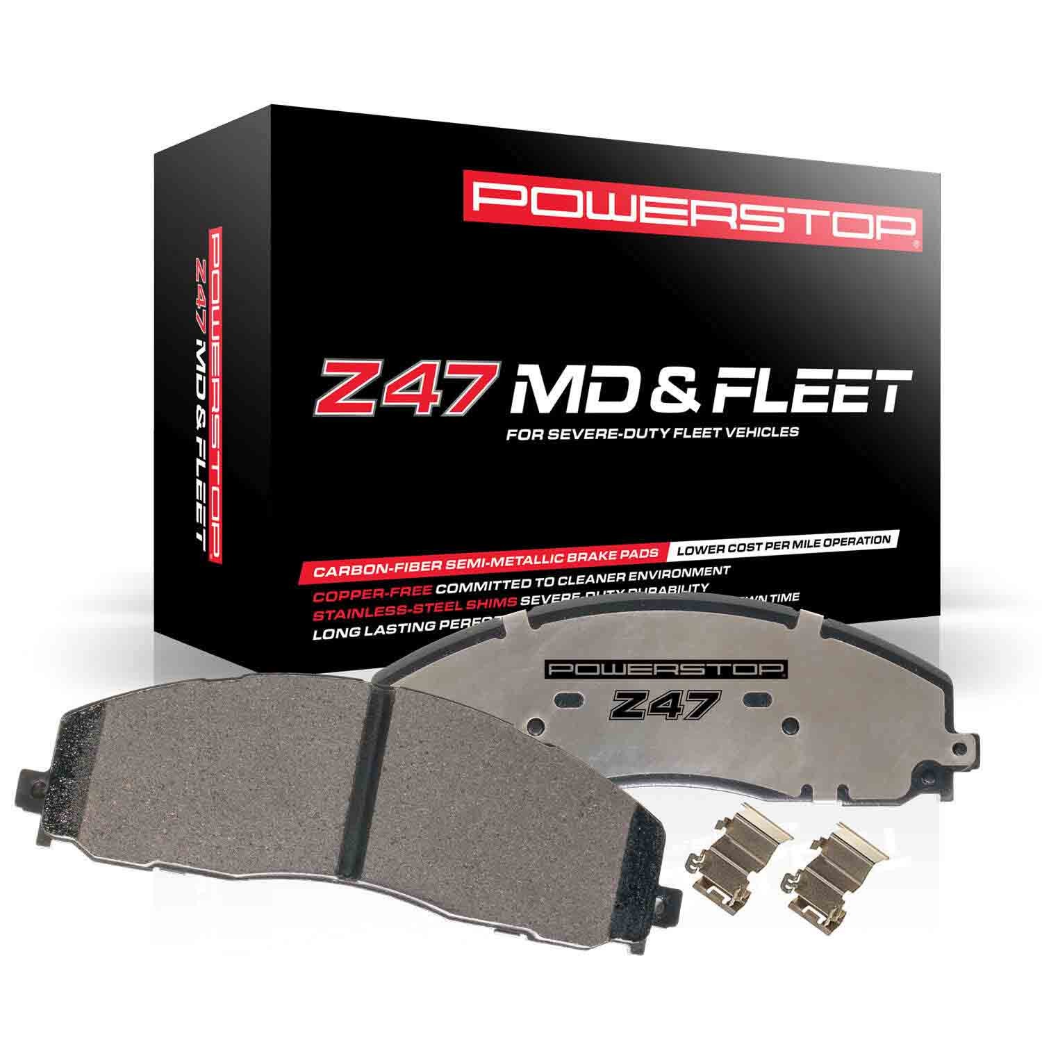 PowerStop - Z47 MD and Fleet Carbon-Fiber Semi-Met Brake Pads with Hardware Kit