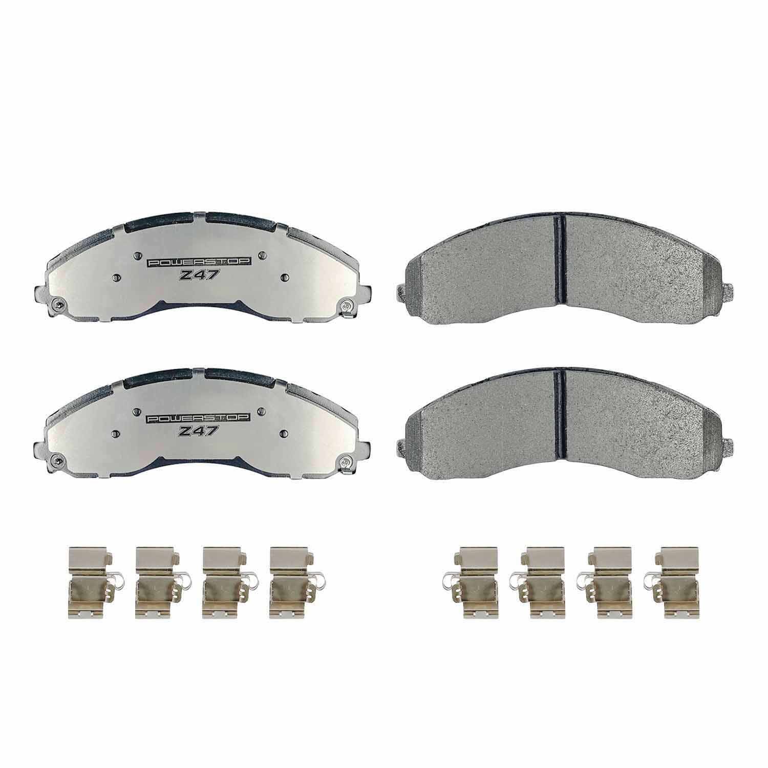 PowerStop - Z47 MD and Fleet Carbon-Fiber Semi-Met Brake Pads with Hardware Kit