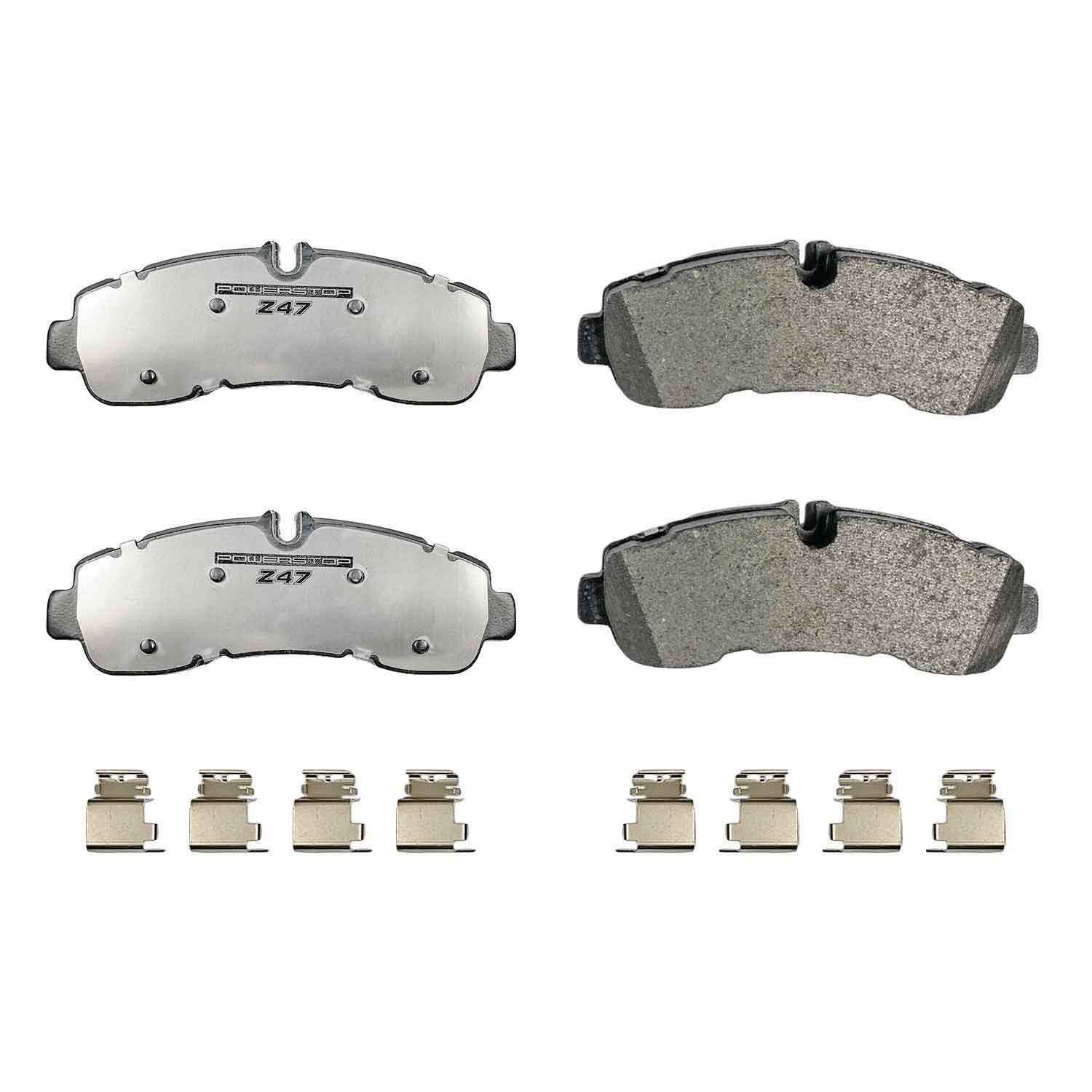 PowerStop - Z47 MD and Fleet Carbon-Fiber Semi-Met Brake Pads with Hardware Kit