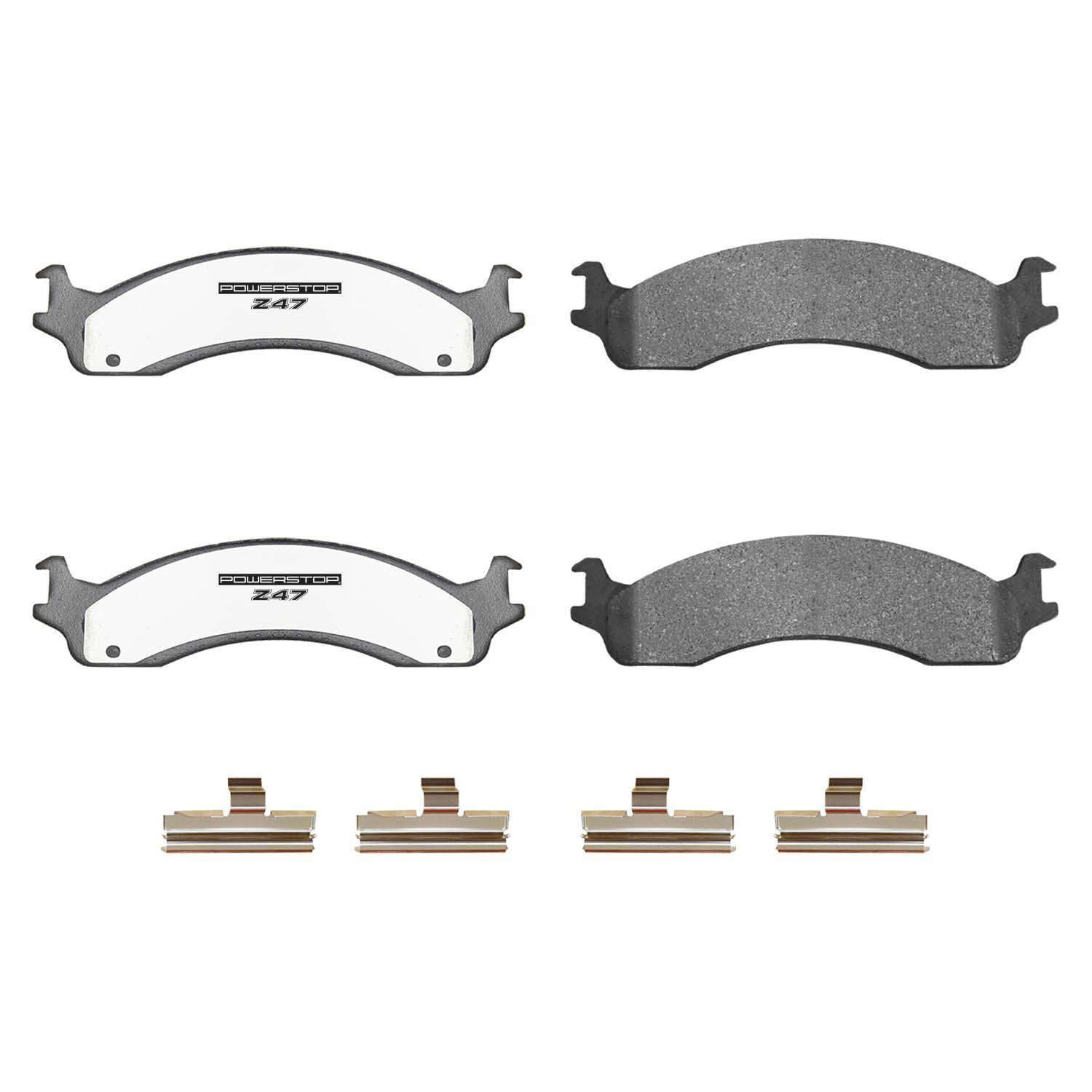 PowerStop - Z47 MD and Fleet Carbon-Fiber Semi-Met Brake Pads with Hardware Kit