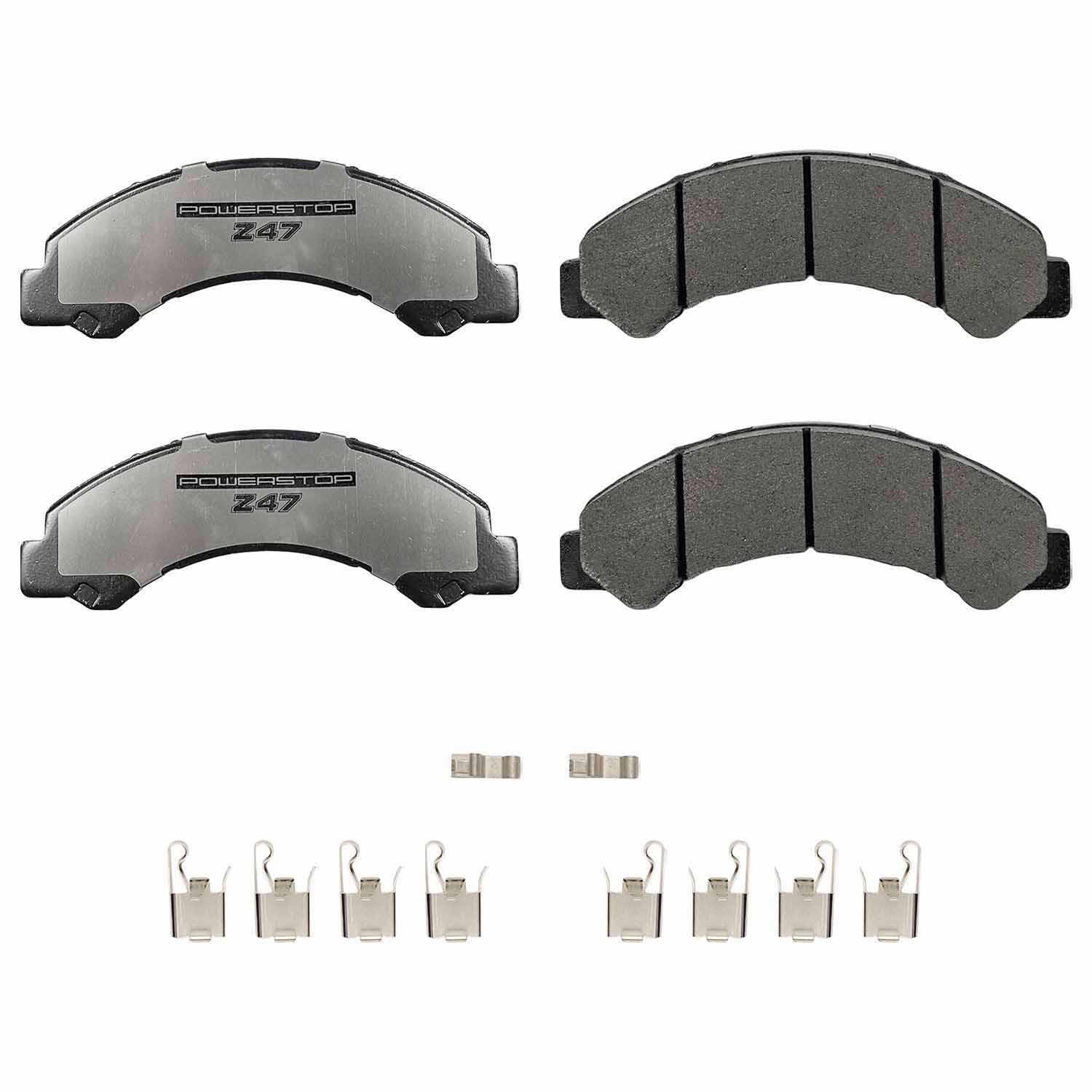 PowerStop - Z47 MD and Fleet Carbon-Fiber Semi-Met Brake Pads with Hardware Kit
