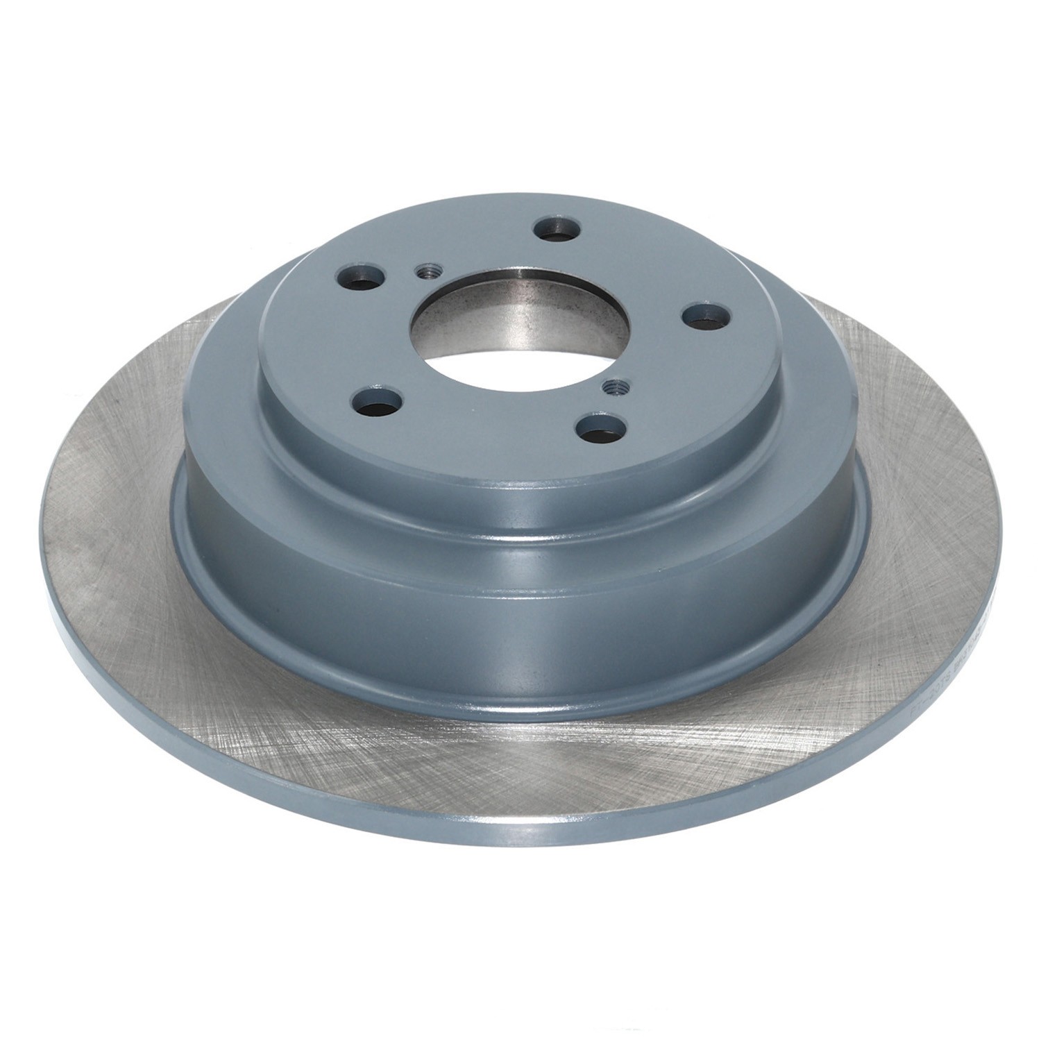 Coated on hat and edge; non-directional swirl finish