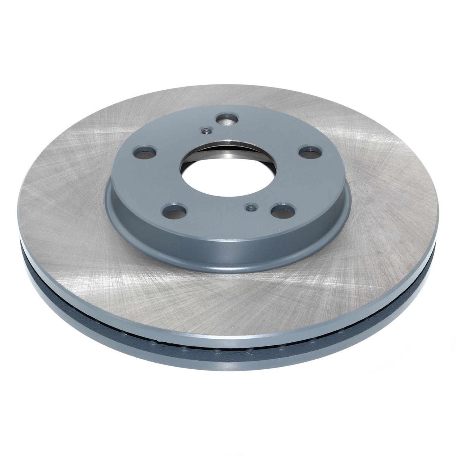 Coated on hat and edge; non-directional swirl finish