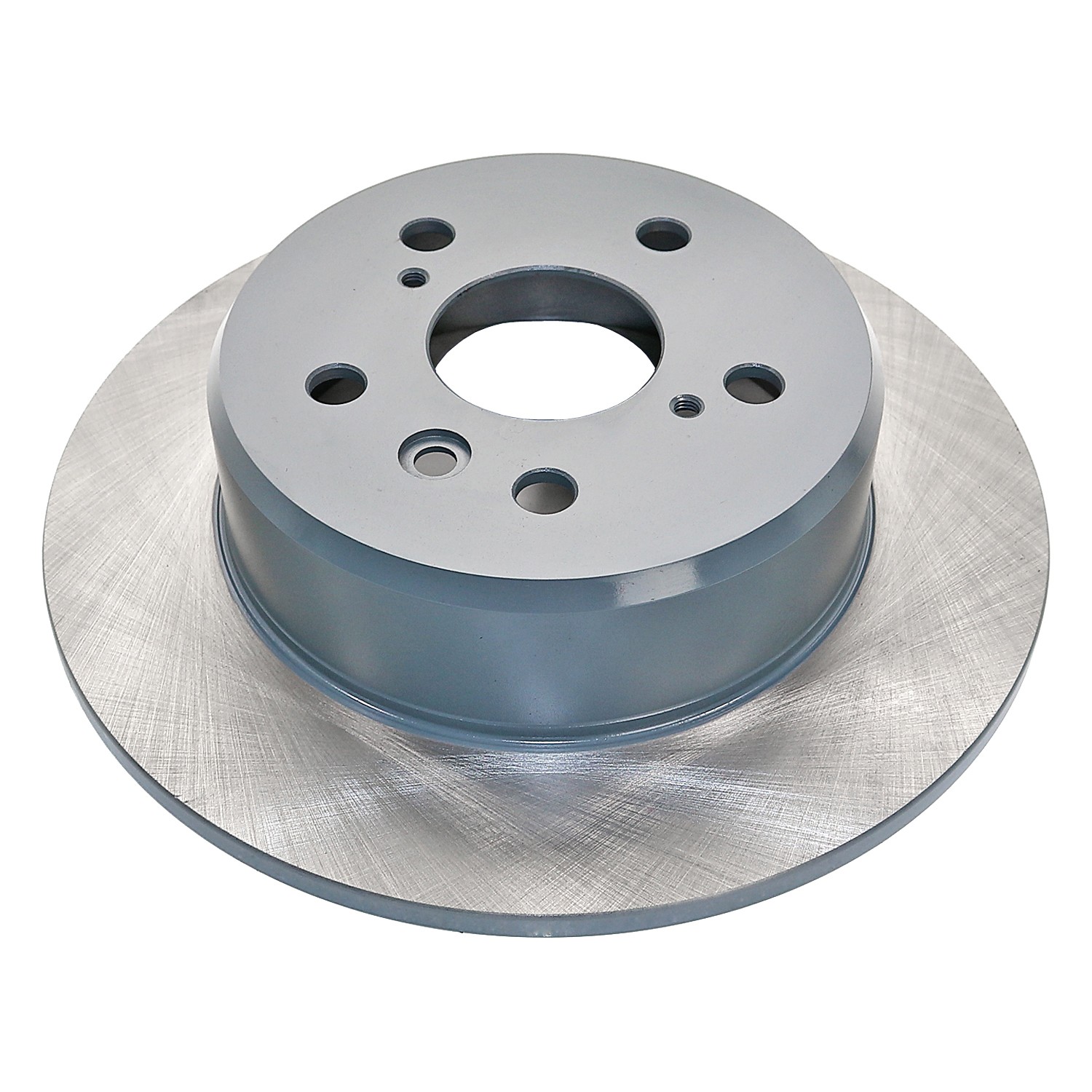 Coated on hat and edge; non-directional swirl finish