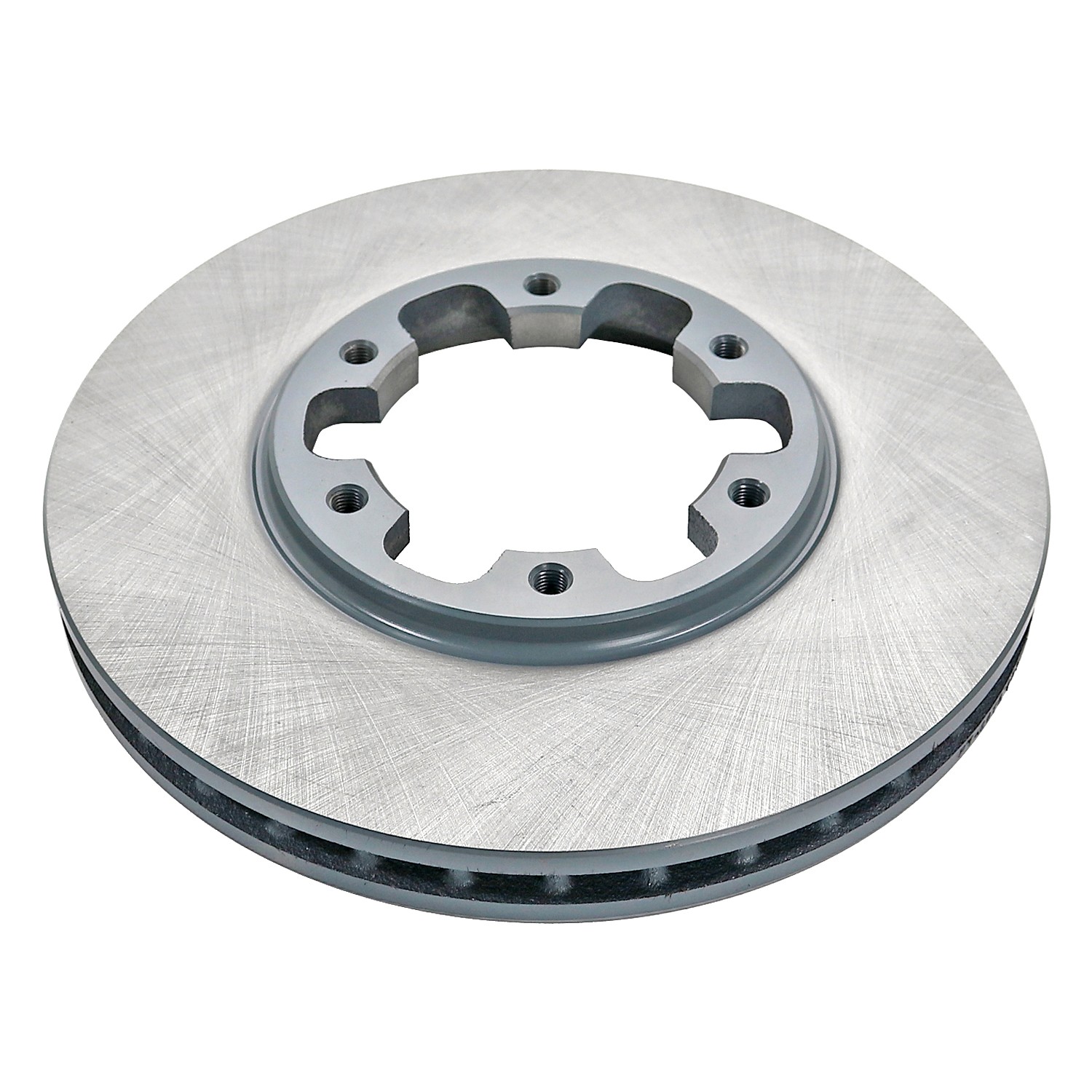 Coated on hat and edge; non-directional swirl finish