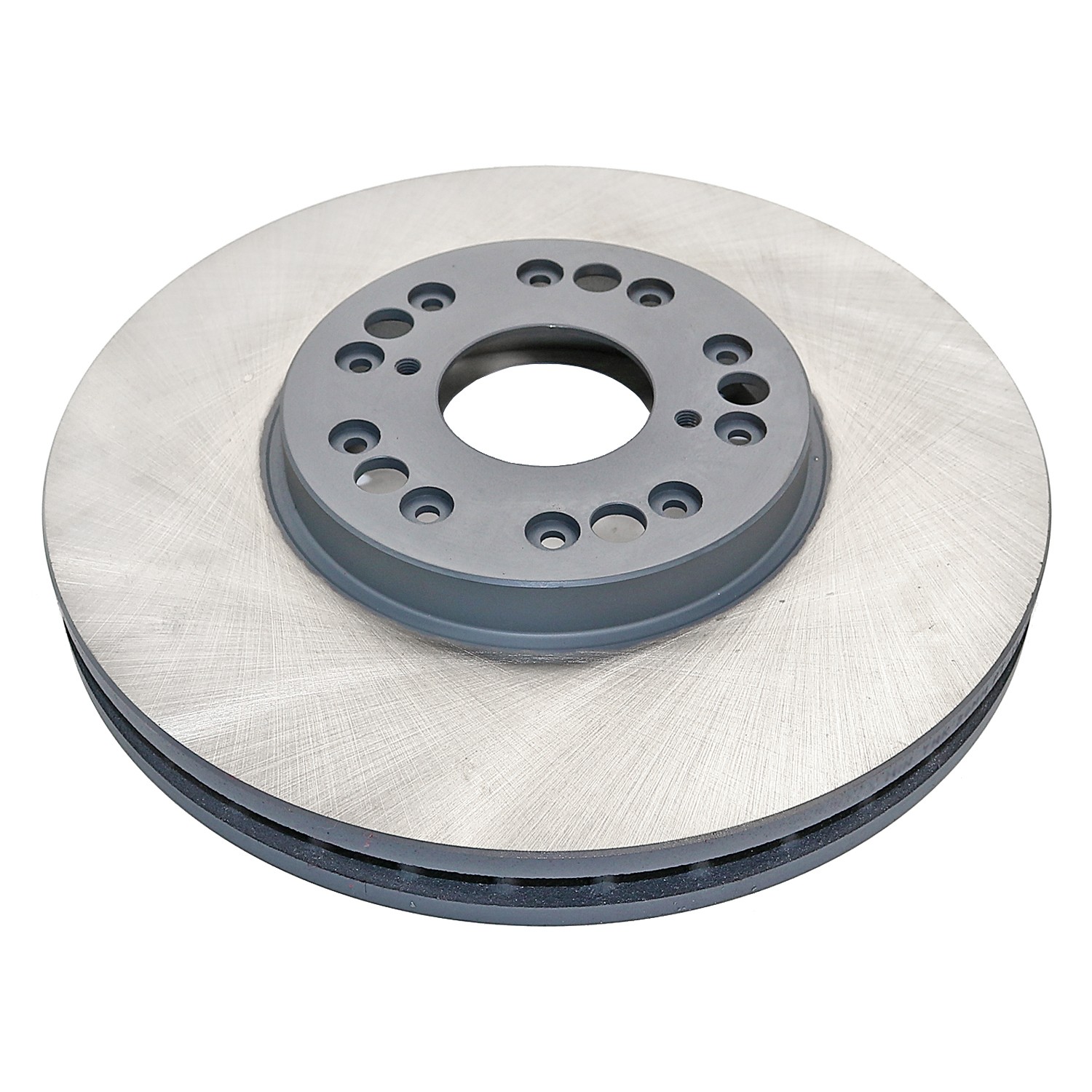 Coated on hat and edge; non-directional swirl finish